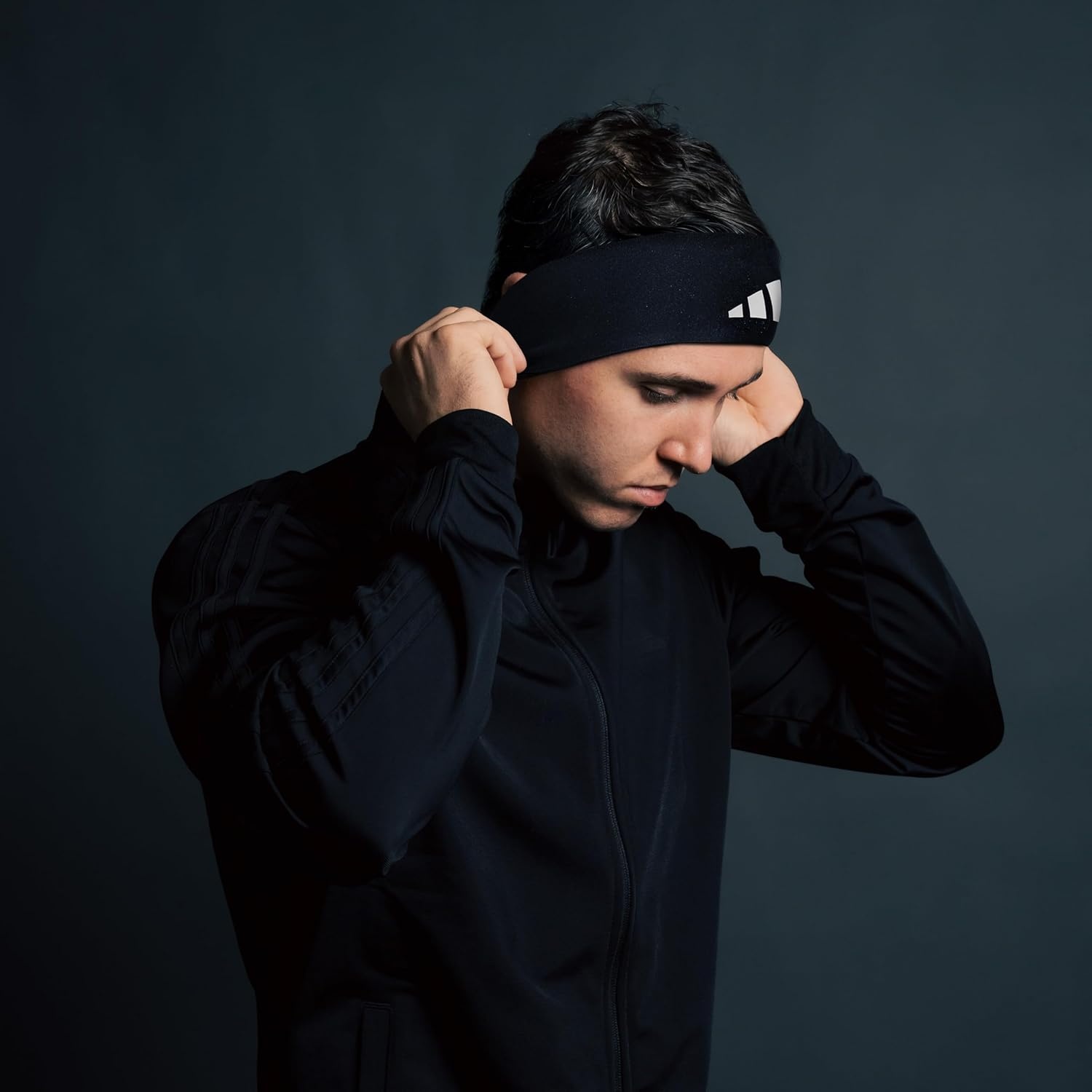 image:imageadidas Unisex Alphaskin Headband Performance Workout Ear amp Sweat BandTie1WhiteBlack