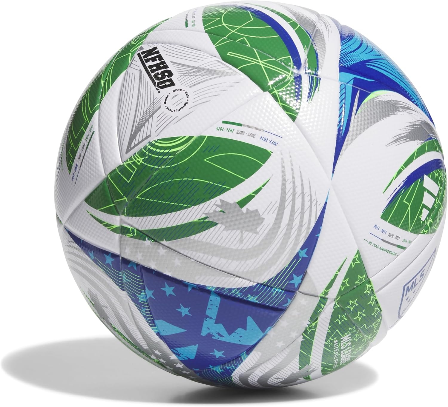 image:imageadidas Unisex MLS Soccer BallLeague WhiteGreenGlory BlueSolar Blue