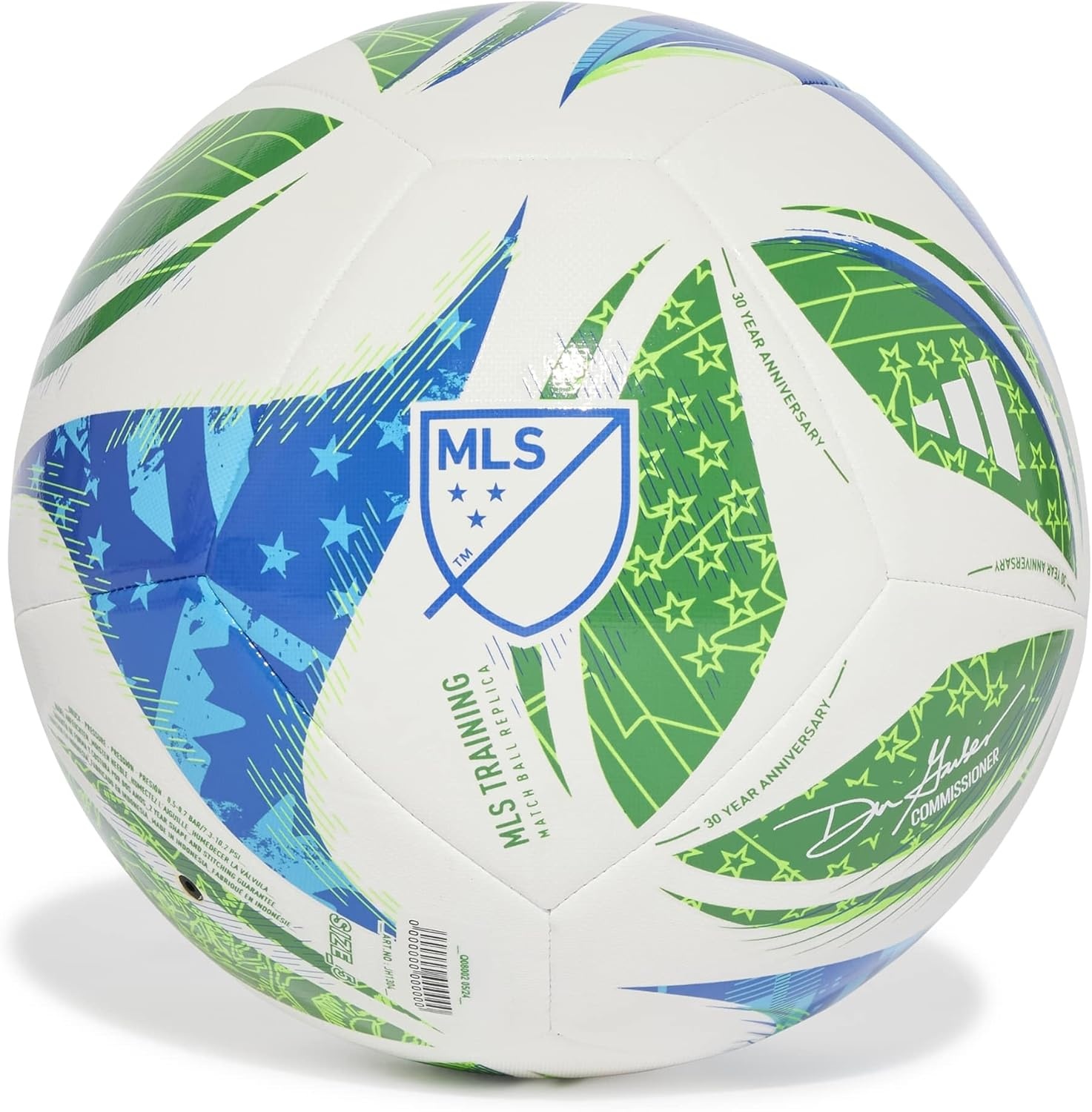 image:imageadidas Unisex MLS Soccer BallWhiteGreenGlory BlueSolar Blue