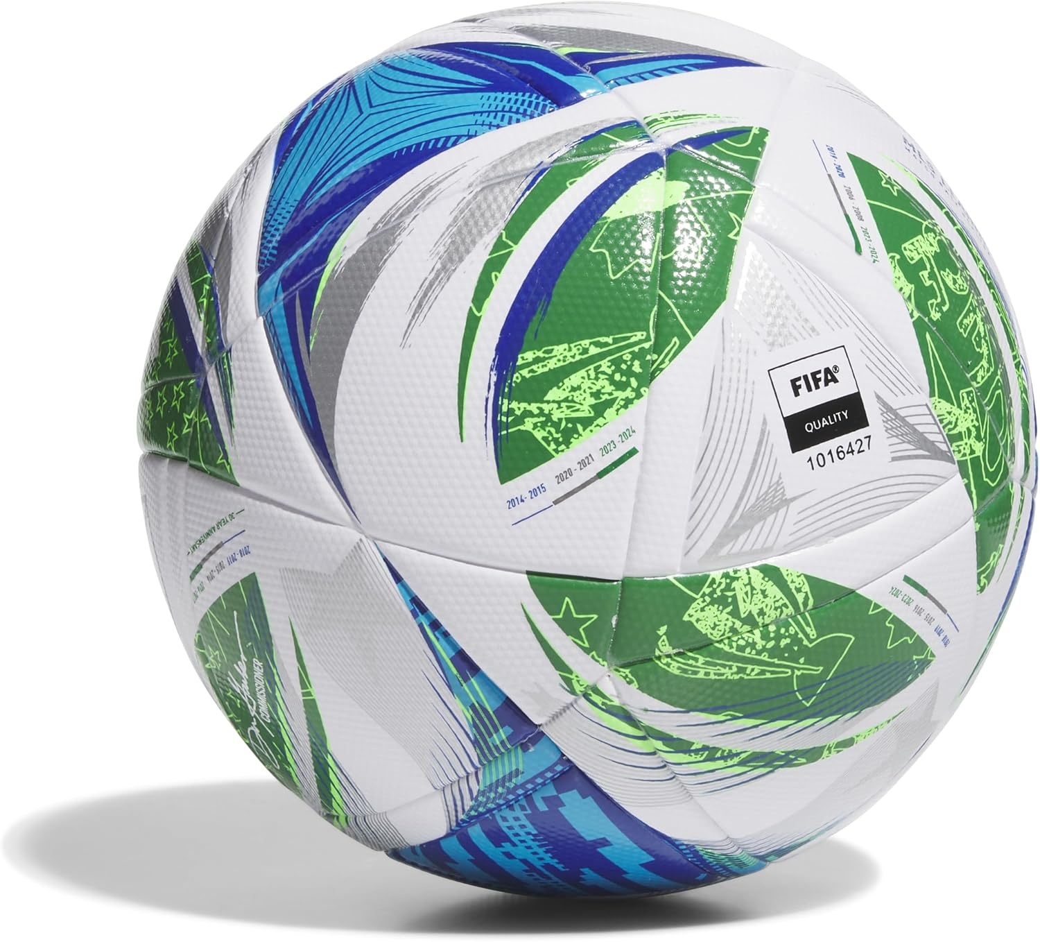 image:imageadidas Unisex MLS Soccer BallWhiteGreenGlory BlueSolar Blue