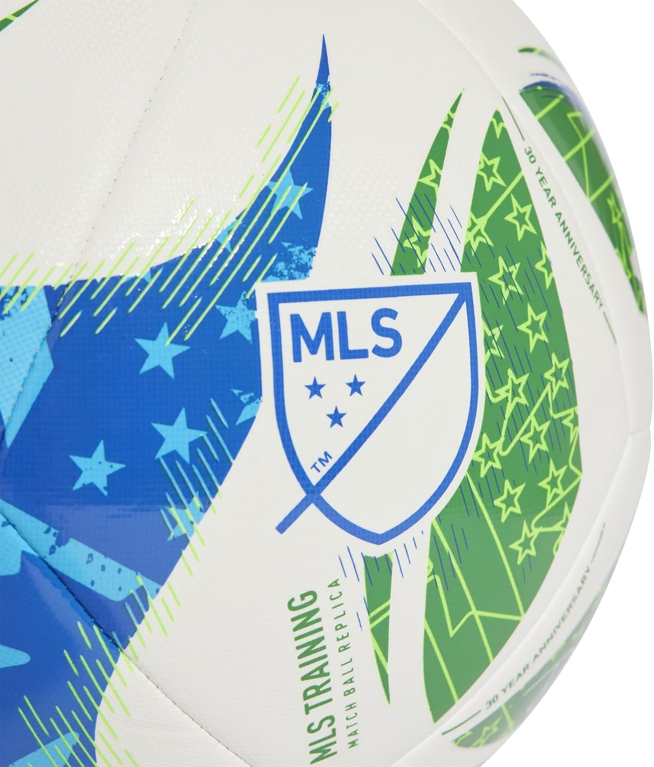 image:imageadidas Unisex MLS Soccer BallWhiteGreenGlory BlueSolar Blue