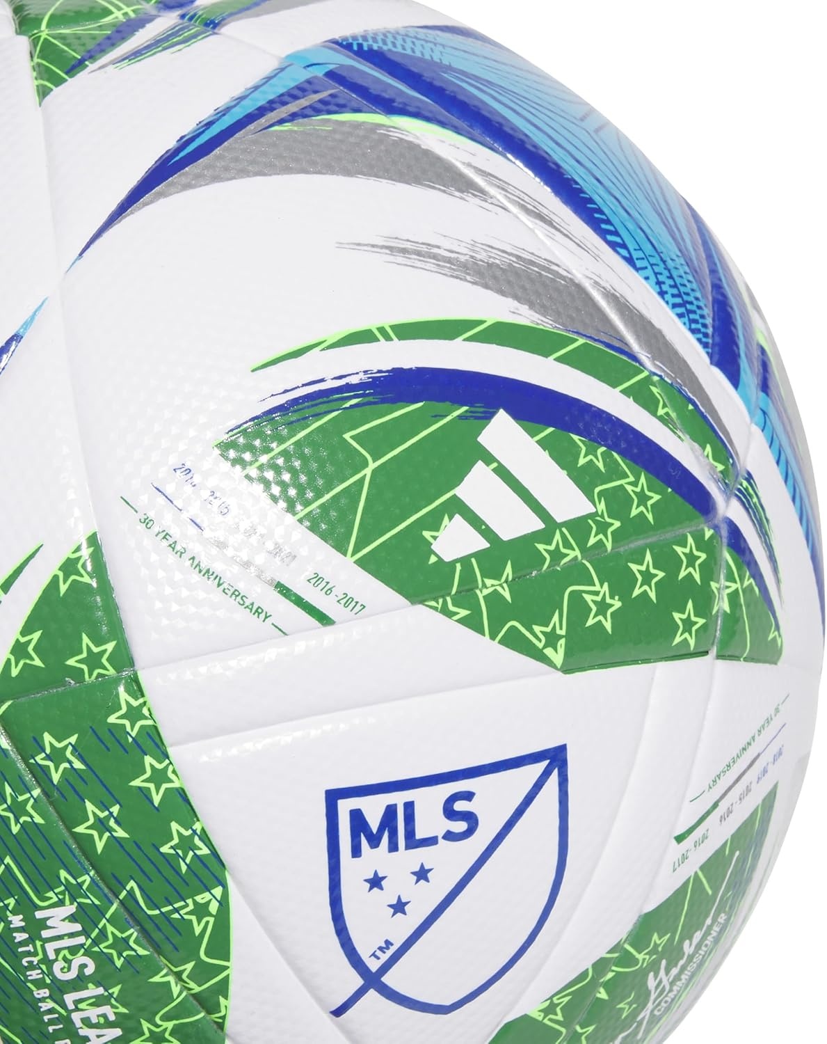 image:imageadidas Unisex MLS Soccer BallWhiteGreenGlory BlueSolar Blue