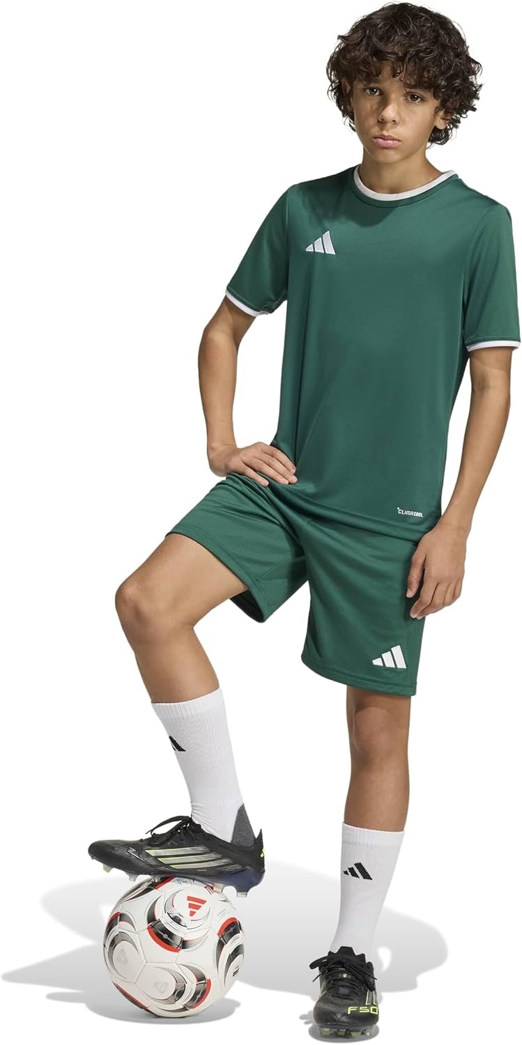 image:imageadidas UnisexKids Entrada 26 ShortsTeam Dark GreenWhite