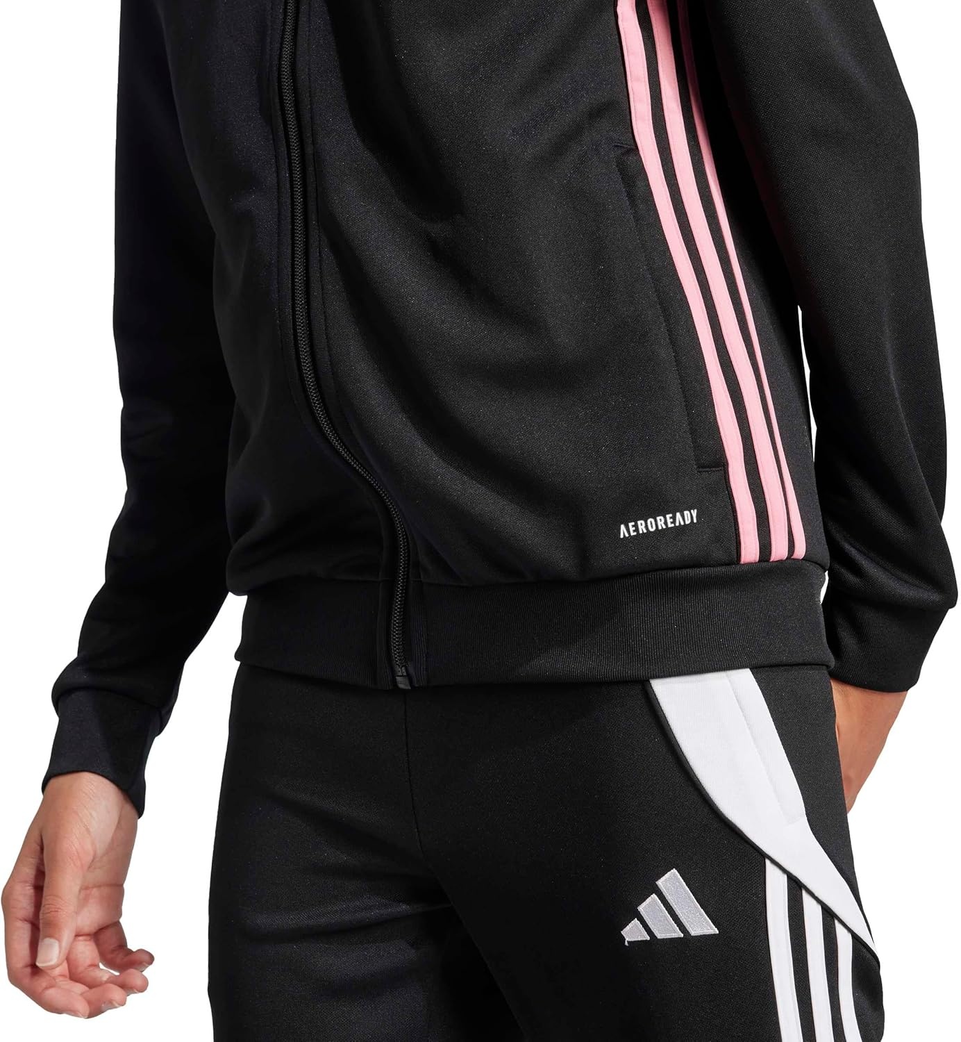 image:imageadidas UnisexKids Tiro Essentials Training JacketBlackEasy PinkWhite