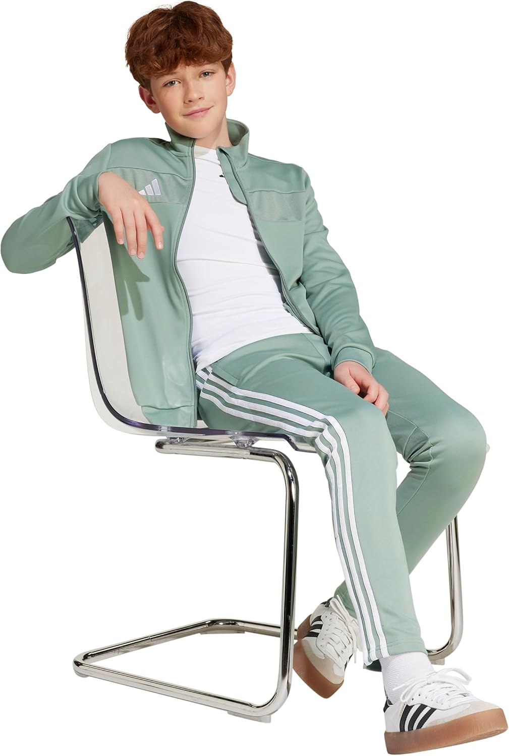 image:imageadidas UnisexKids Tiro Essentials Training PantsSilver GreenWhite