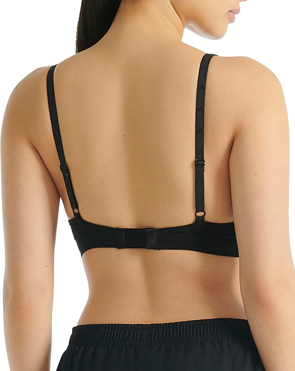 image:imageadidas Womens 3 Stripes Active Essentials Cotton Scoop Bralette with Removable CookiesBlack