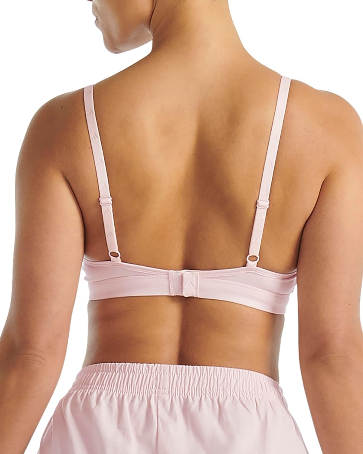 image:imageadidas Womens 3 Stripes Active Essentials Cotton Scoop Bralette with Removable CookiesClear Pink
