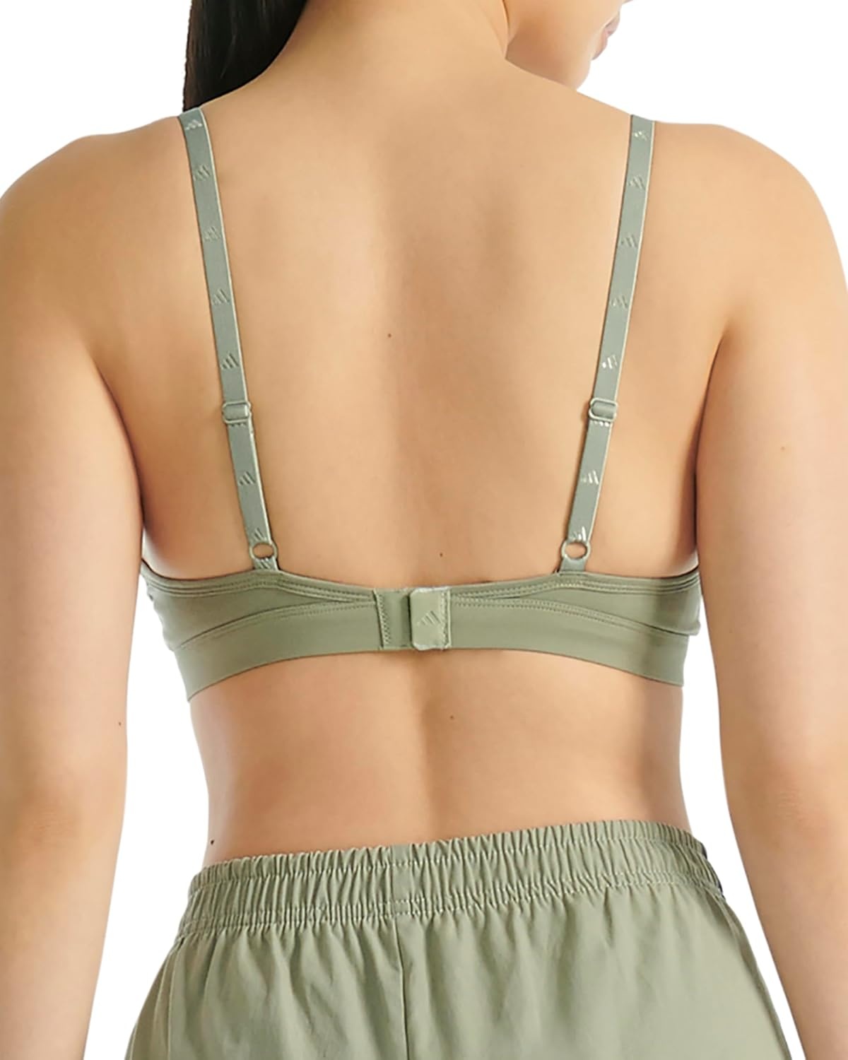 image:imageadidas Womens 3 Stripes Active Essentials Cotton Scoop Bralette with Removable CookiesSilver Pebble