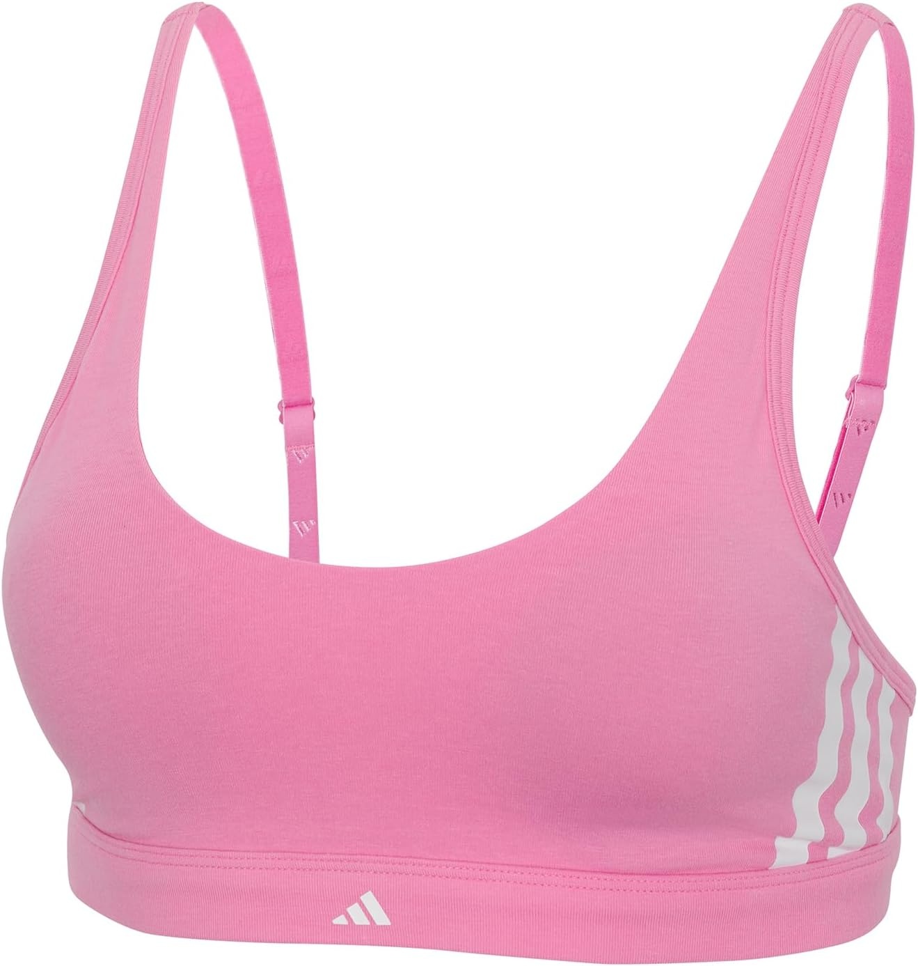 image:imageadidas Womens 3 Stripes Active Essentials Cotton Scoop Bralette with Removable CookiesSt Tropic Bloom