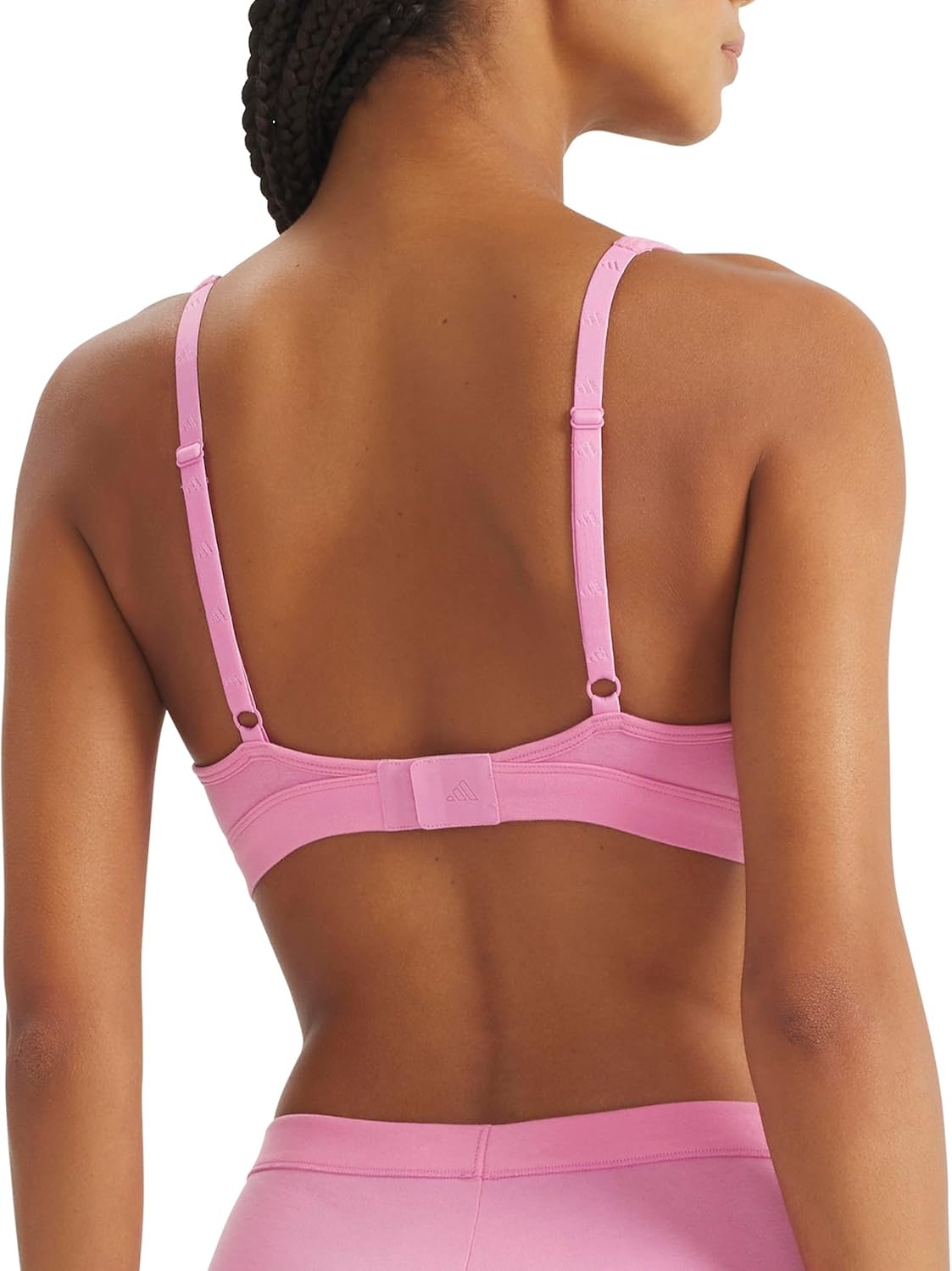 image:imageadidas Womens 3 Stripes Active Essentials Cotton Scoop Bralette with Removable CookiesSt Tropic Bloom