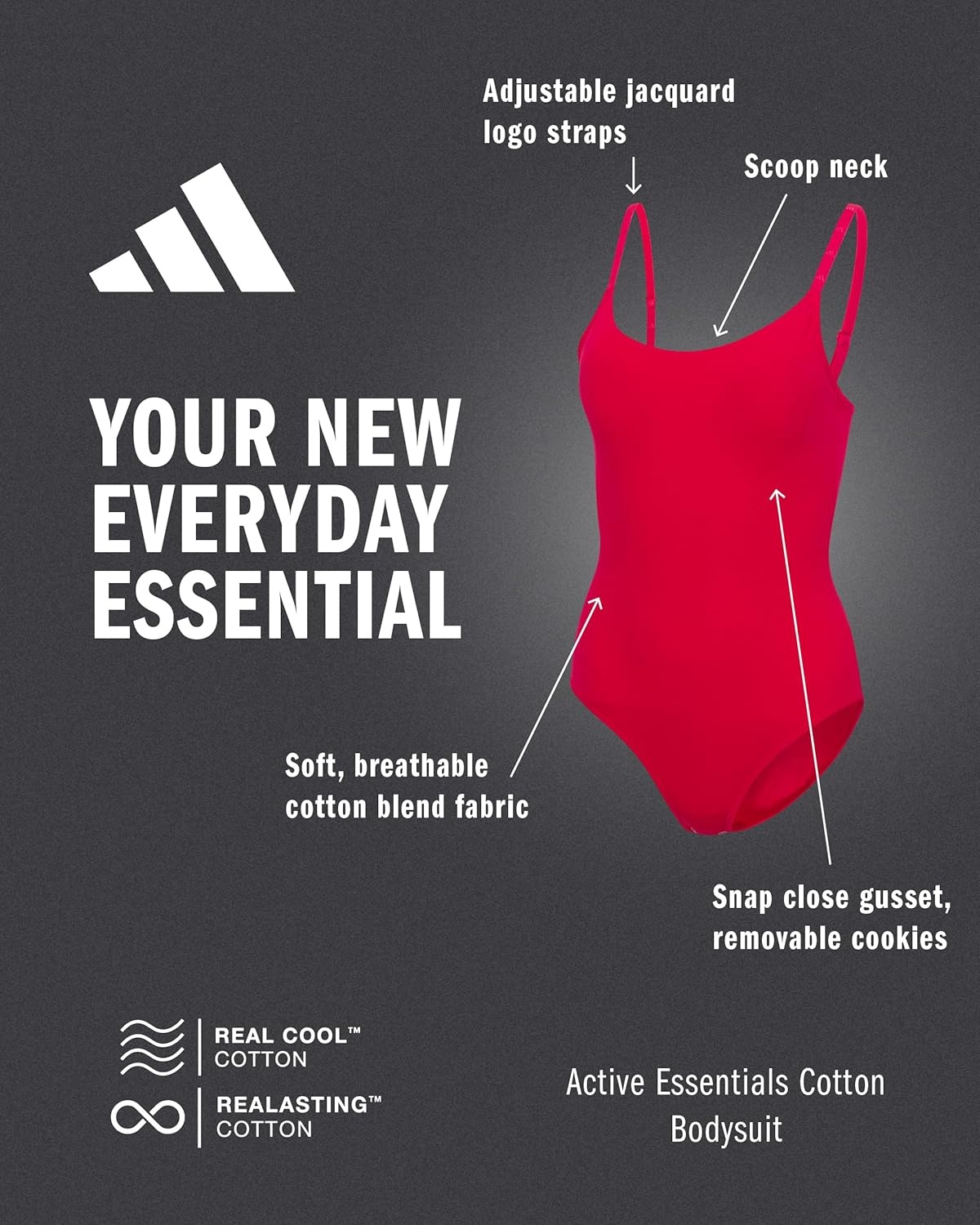 image:imageadidas Womens Active Essentials Cotton BodysuitBlack