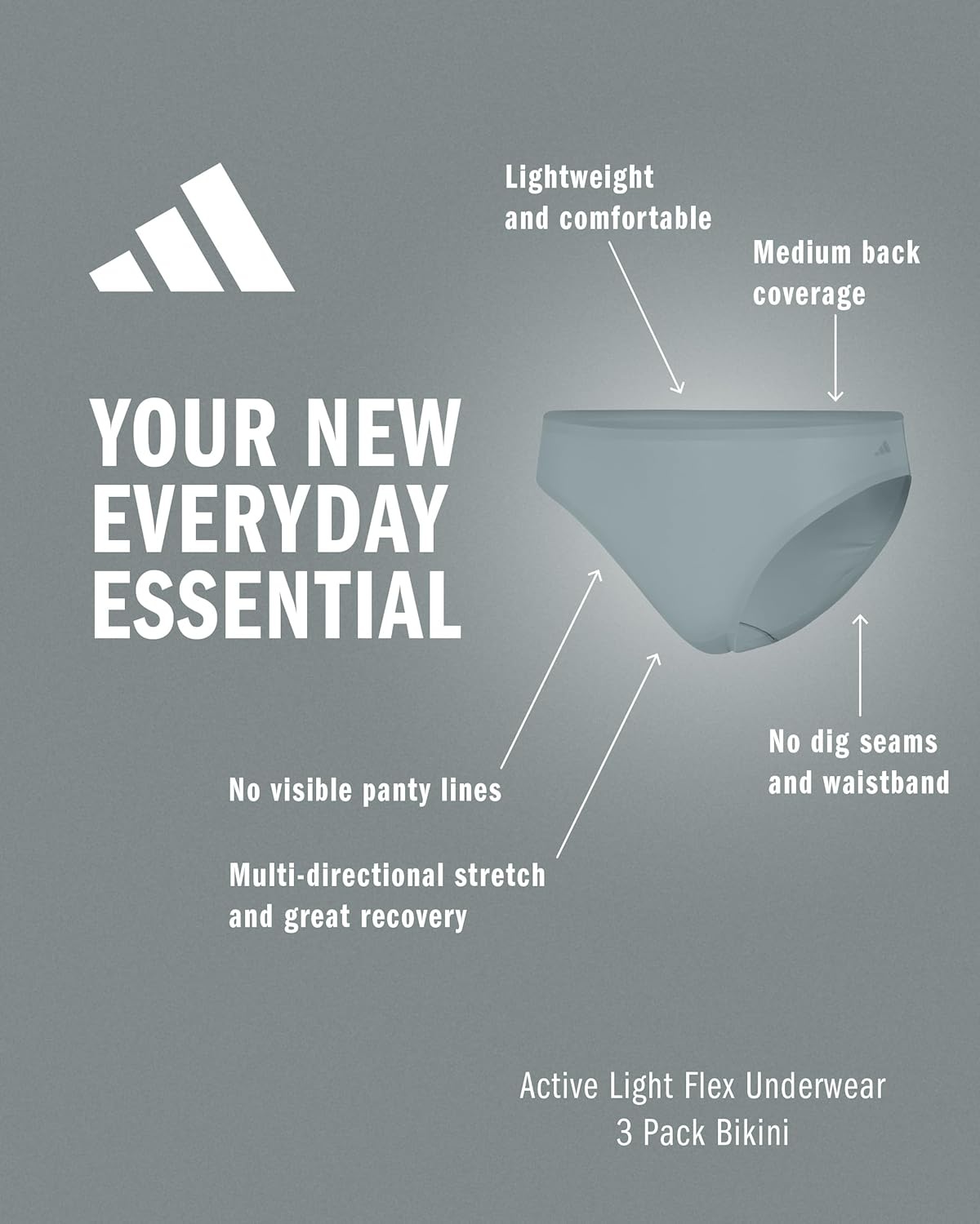 image:imageadidas Womens Active Light Flex Bikini UnderwearBlack