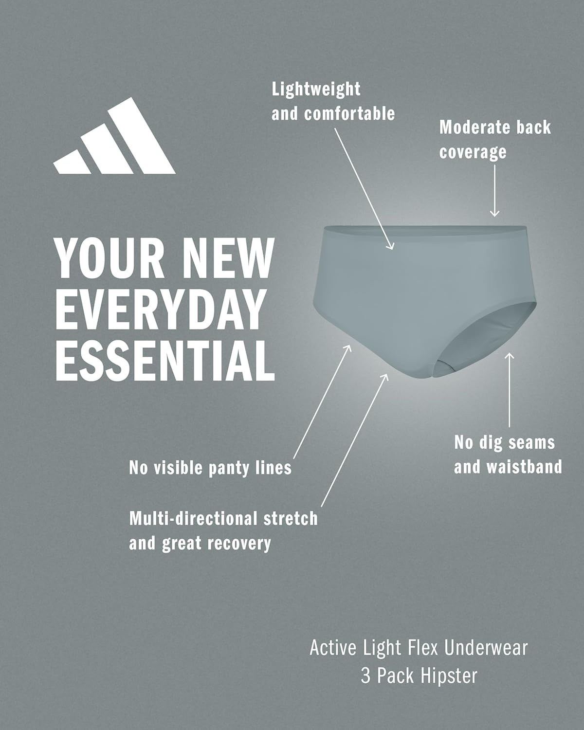 image:imageadidas Womens Active Light Flex Hipster UnderwearBlack Sandy PinkWonder Sage