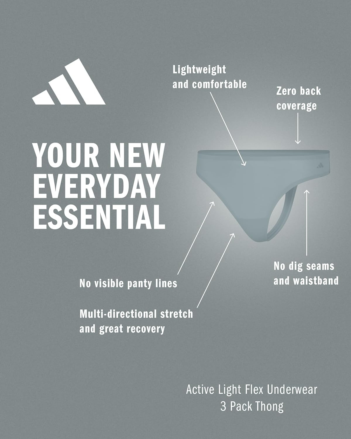 image:imageadidas Womens Active Light Flex Thong UnderwearToasted AlmondBlackSt Tropic Bloom
