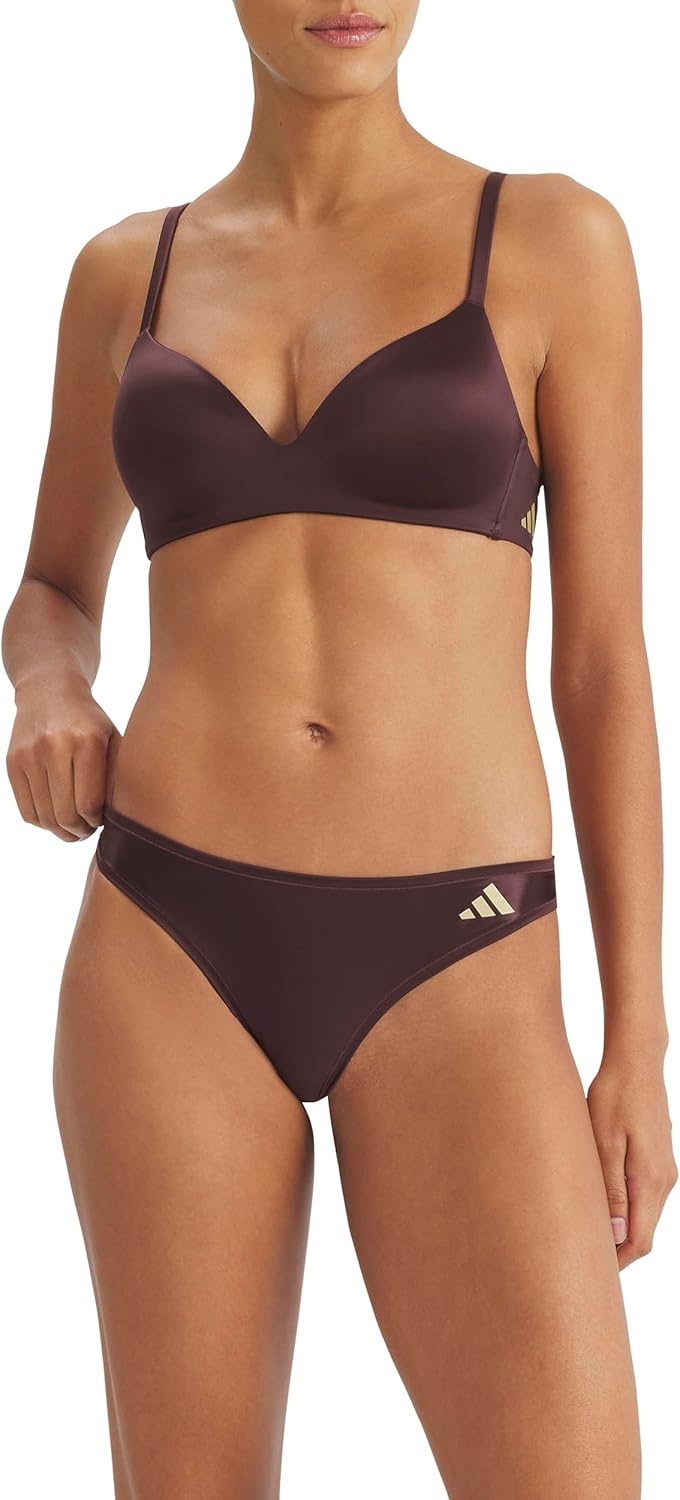 image:imageadidas Womens Active Micro Contour Wireless Plunge BraShadow Brown