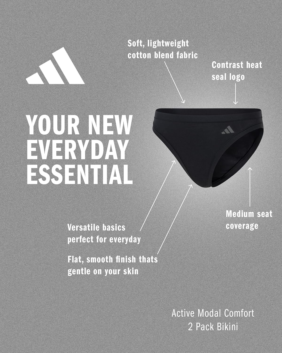 image:imageadidas Womens Active Modal Comfort Bikini UnderwearWhite