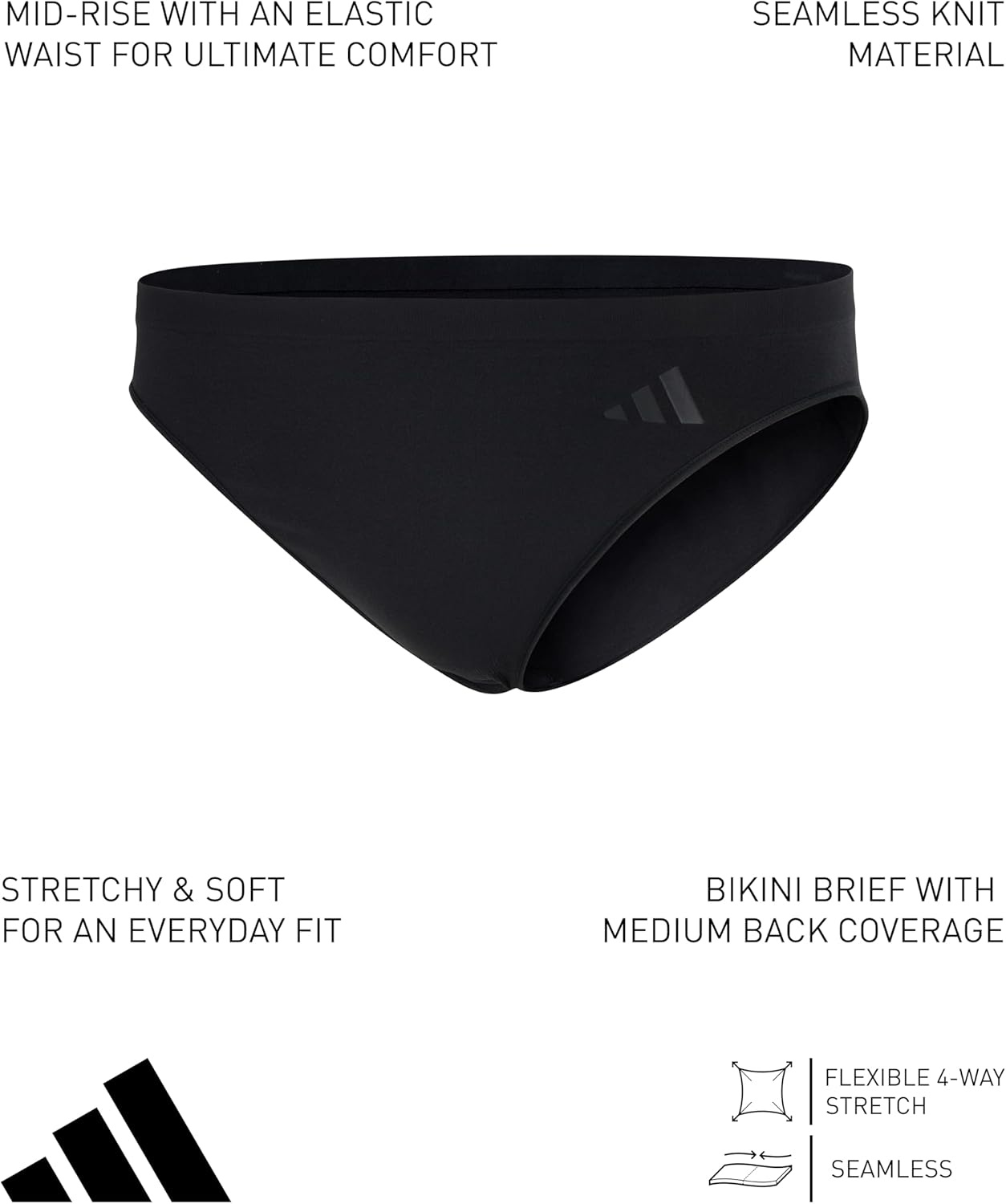 image:imageadidas Womens Active Seamless Bikini Brief Underwear Multipack Black Medium