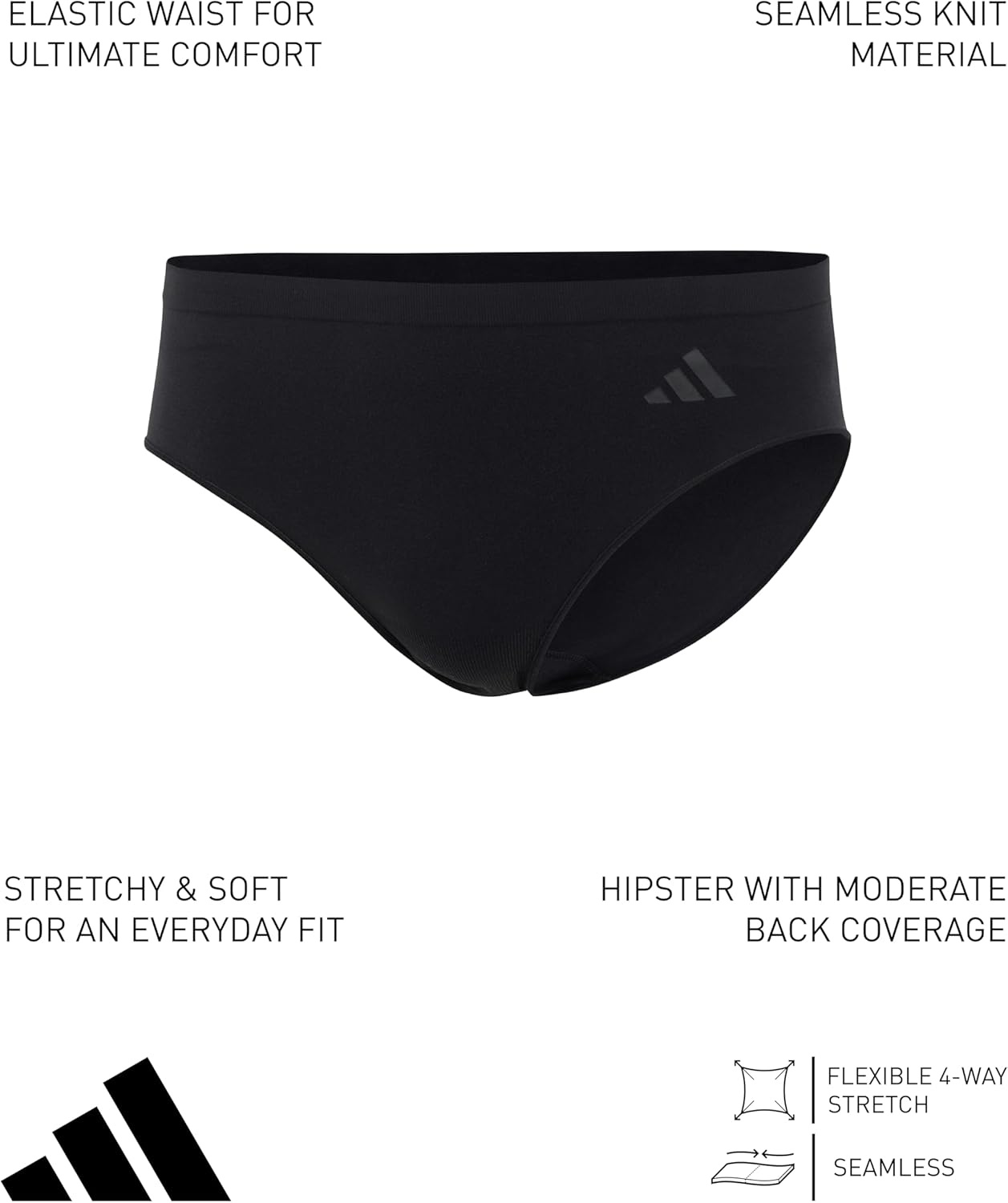 image:imageadidas Womens Active Seamless Hipster UnderwearBlackBlackToasted AlmondToasted AlmondWonder QuartzWonder Quartz