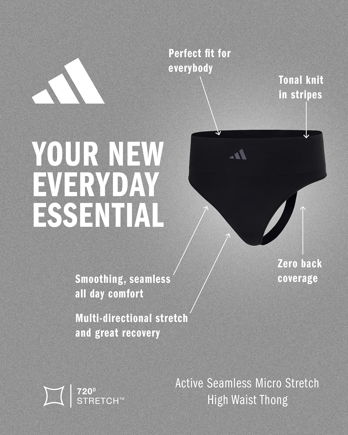 image:imageadidas Womens Active Seamless Micro Stretch High Waist Thong UnderwearToasted Almond