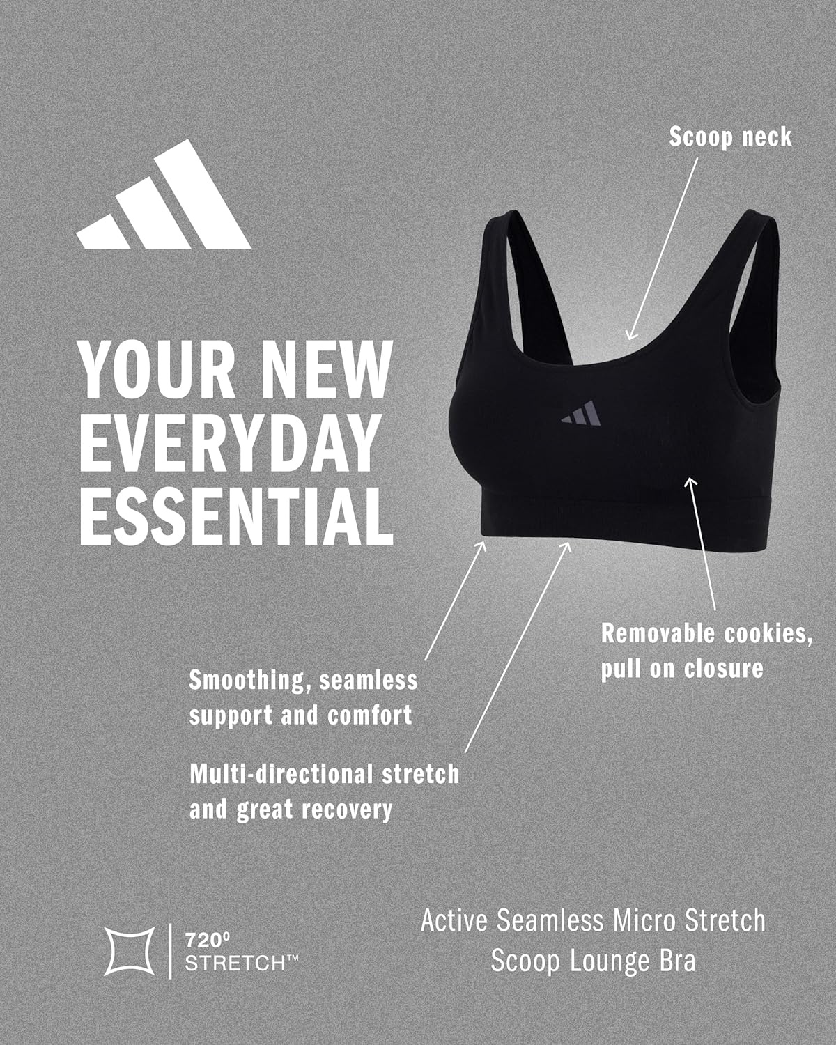 image:imageadidas Womens Active Seamless Micro Stretch Scoop Neck Lounge BraToasted Almond