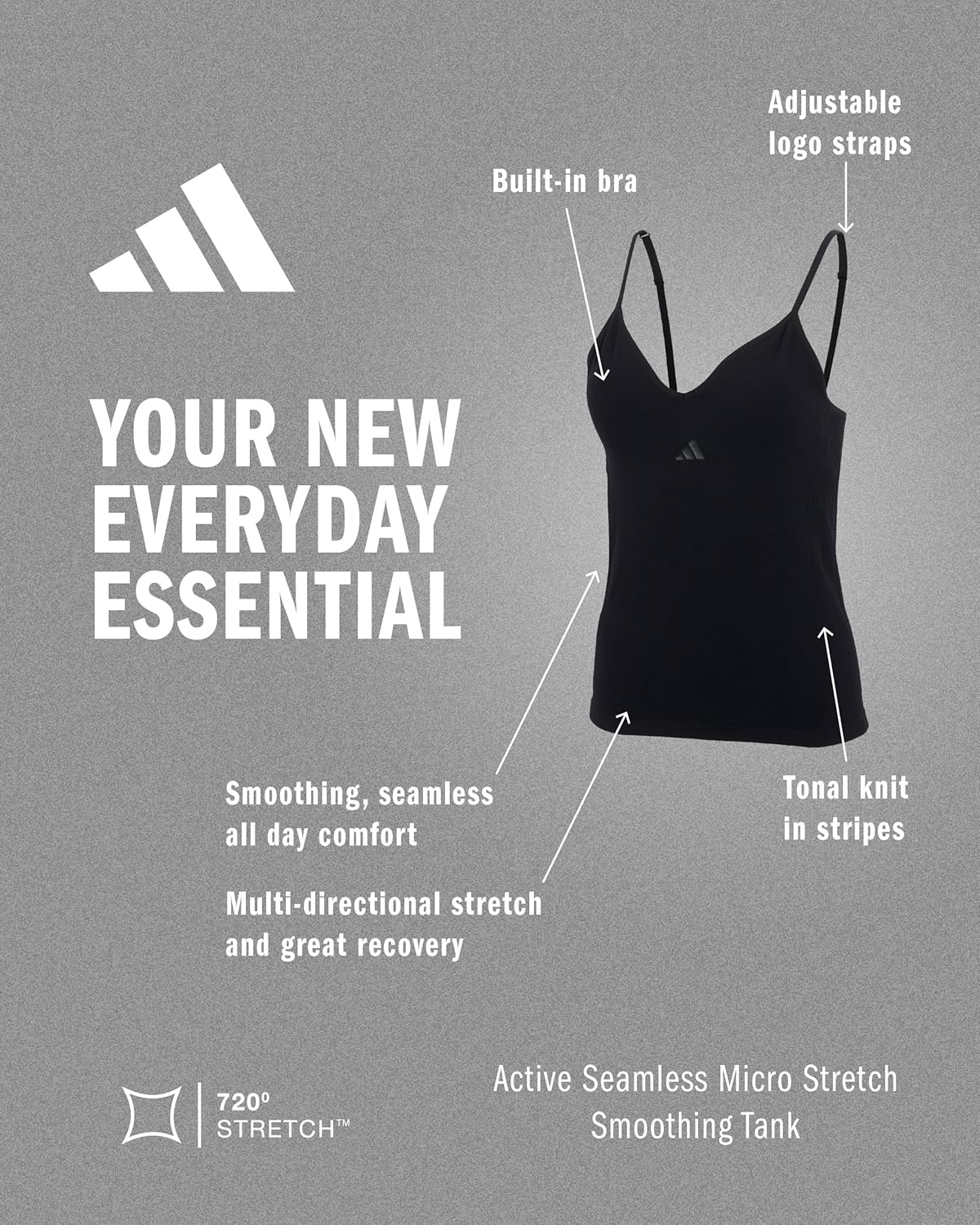 image:imageadidas Womens Active Seamless Micro Stretch Smoothing Tank TopBlack