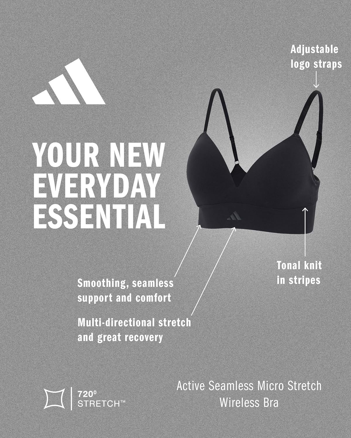 image:imageadidas Womens Active Seamless Micro Stretch Wireless BraToasted Almond