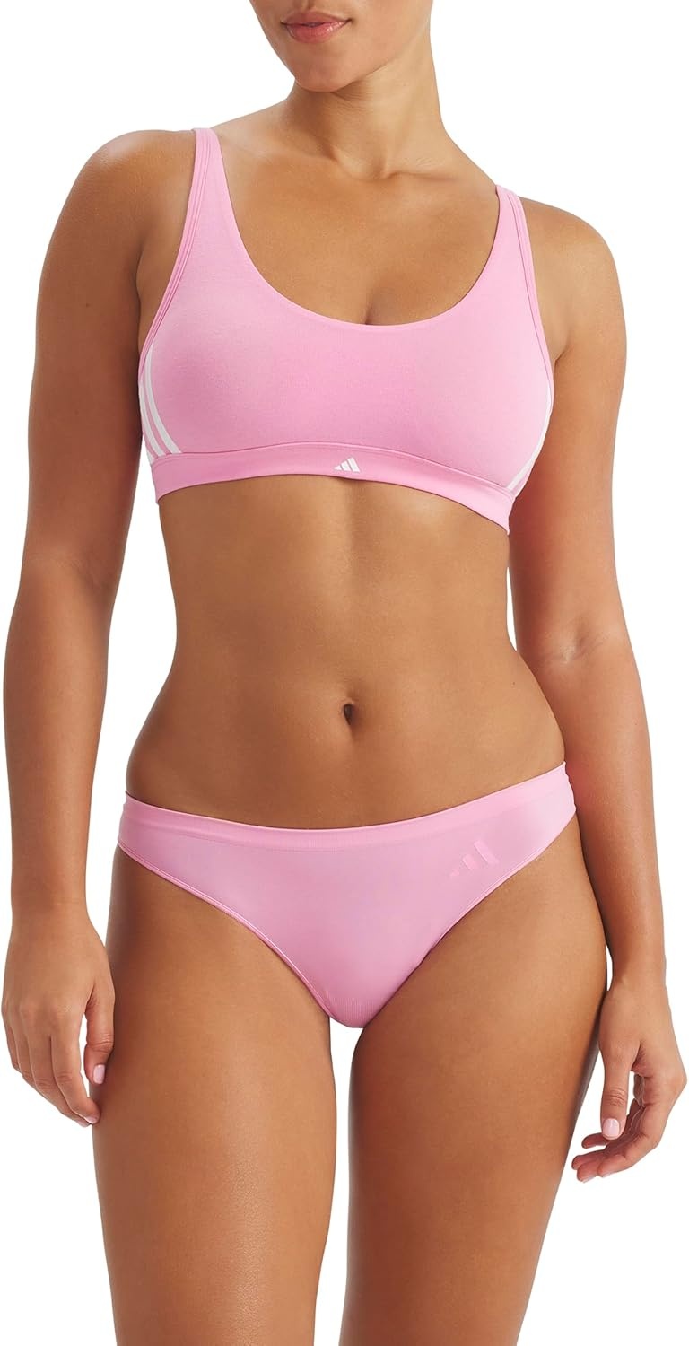 image:imageadidas Womens Active Seamless Thong UnderwearActive MaroonWonder AluminaSt Tropic Bloom
