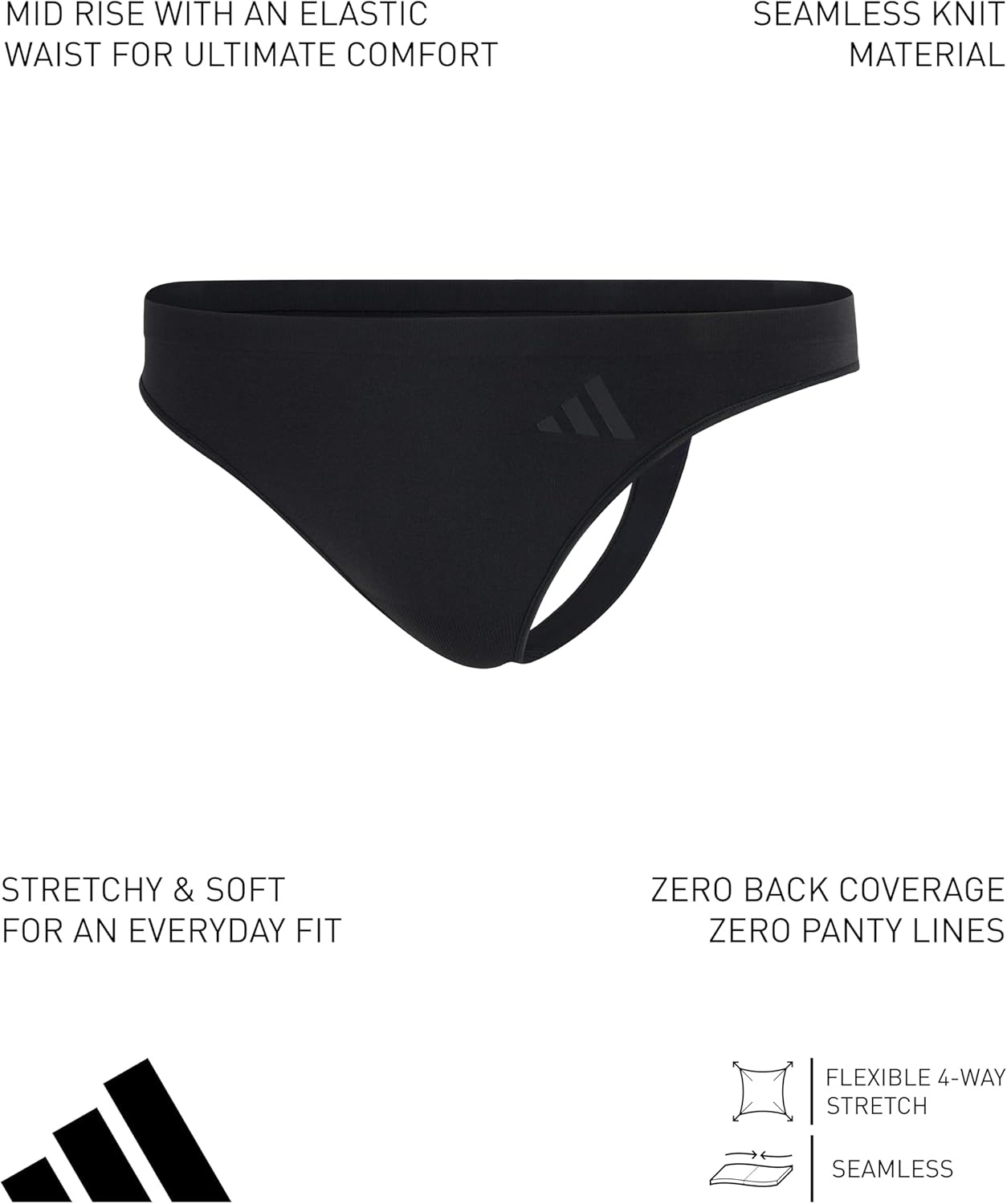 image:imageadidas Womens Active Seamless Thong UnderwearBlackToasted AlmondWonder Quartz