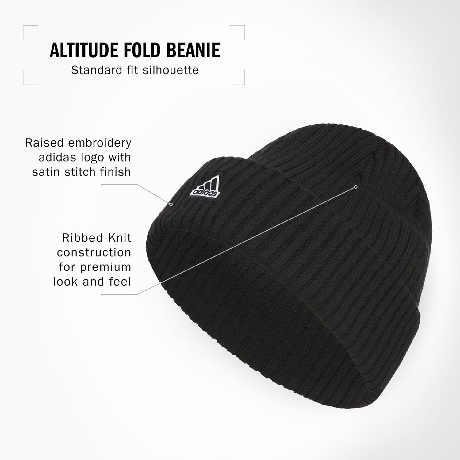 image:imageadidas Womens Altitude Beanie Cuffed Knit Winter Hat1BlackWhite
