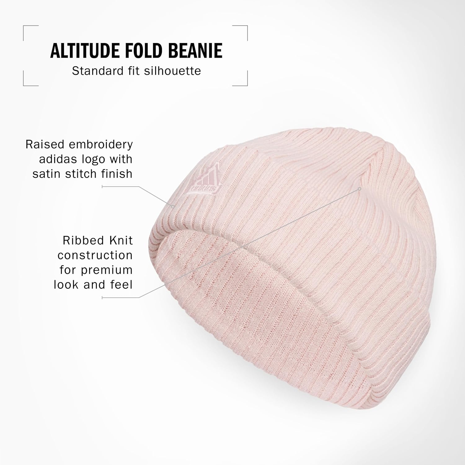 image:imageadidas Womens Altitude Beanie Cuffed Knit Winter Hat1Sandy Pink