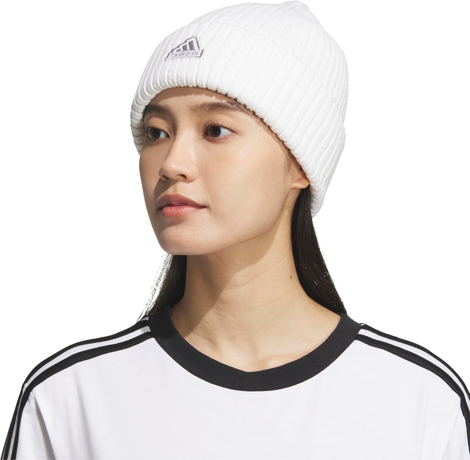 image:imageadidas Womens Altitude Beanie Cuffed Knit Winter Hat1WhiteGrey Two