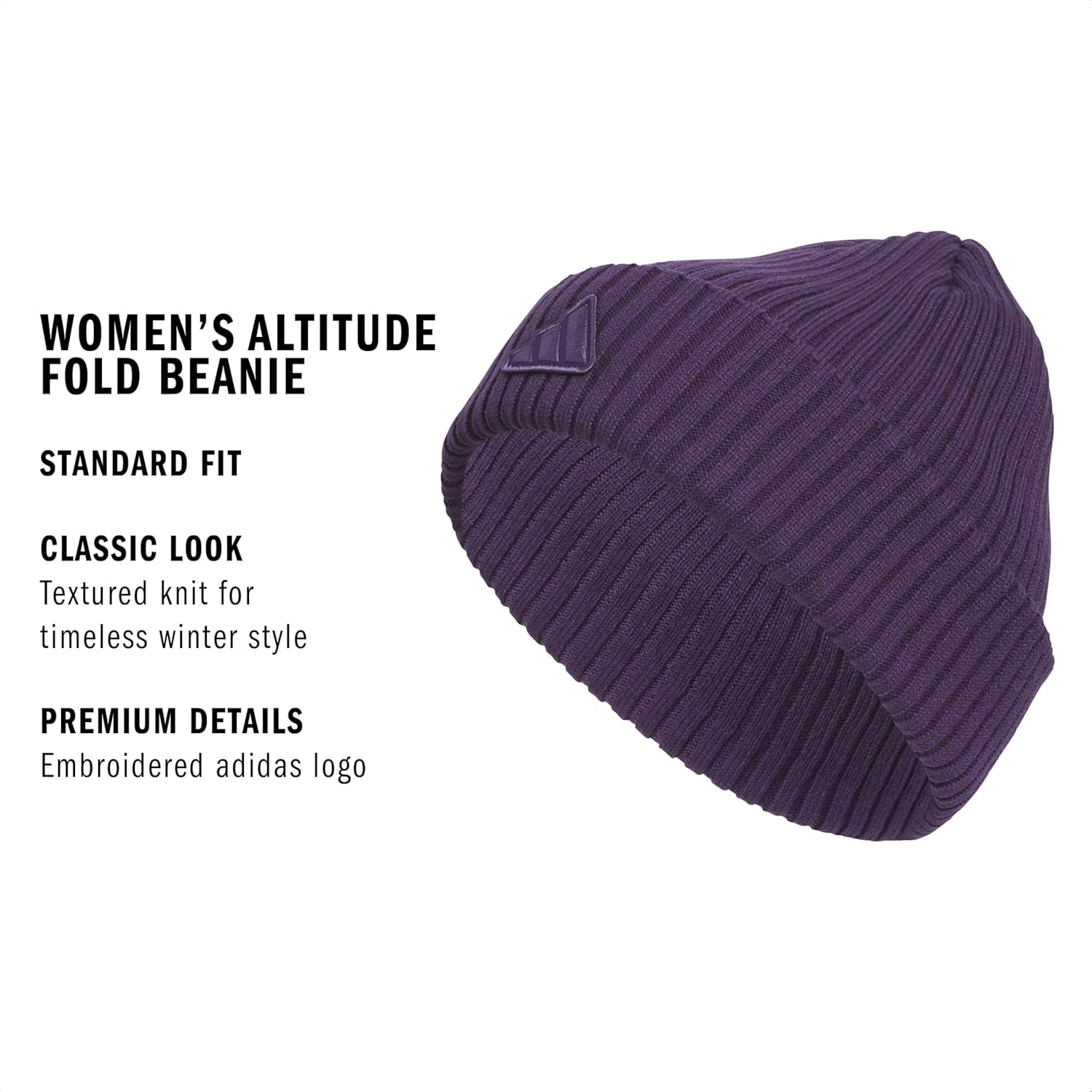 image:imageadidas Womens Altitude Beanie Cuffed Knit Winter Hat2Aurora Plum Purple