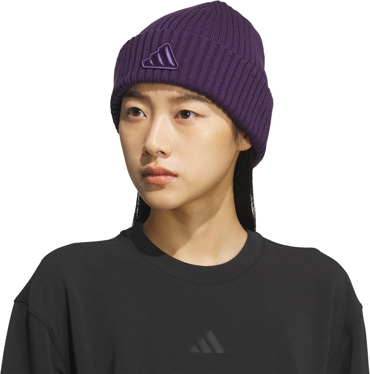 image:imageadidas Womens Altitude Beanie Cuffed Knit Winter Hat2Aurora Plum Purple