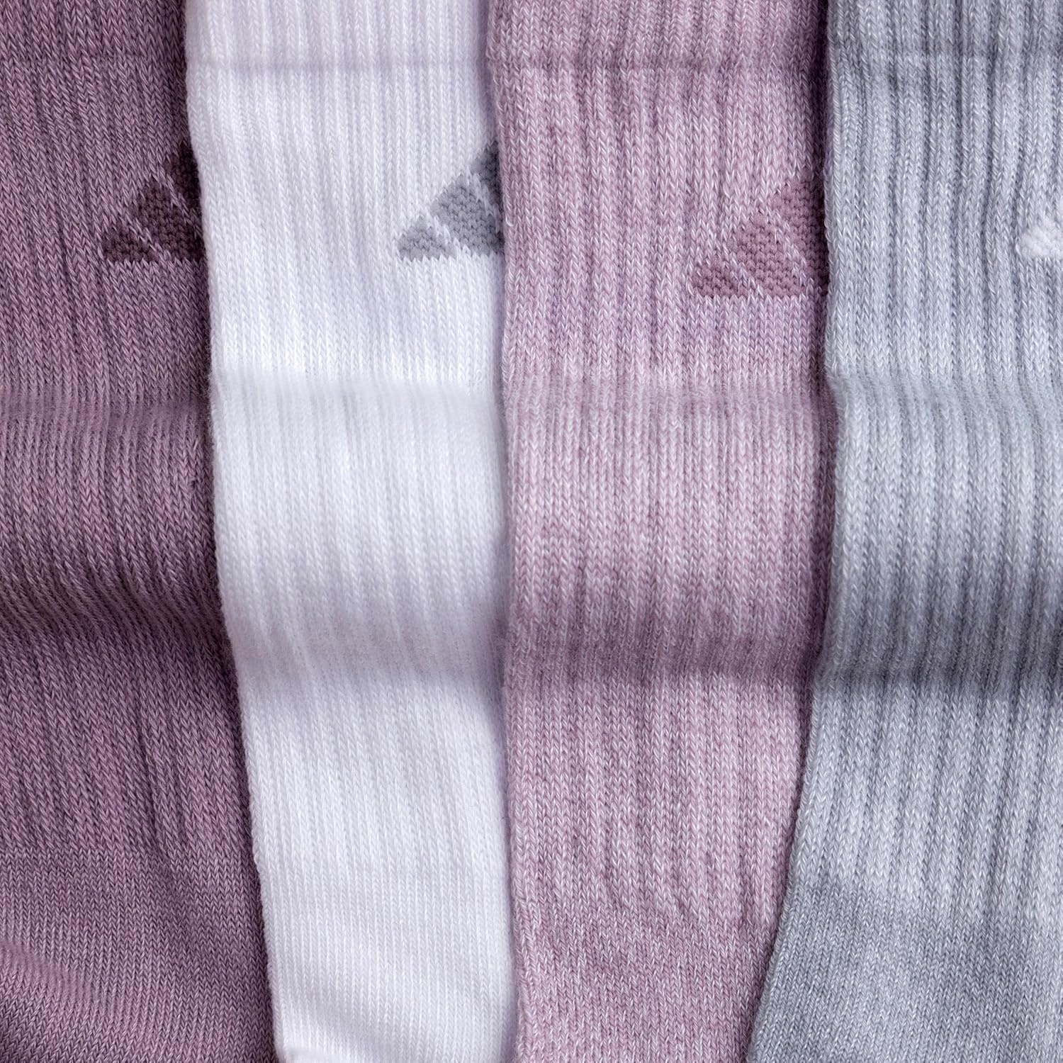 image:imageadidas Womens Athletic Cushioned Crew Socks 6 Pairs Durable amp ComfortablePreloved Fig PurpleClear Onix GreyWhite