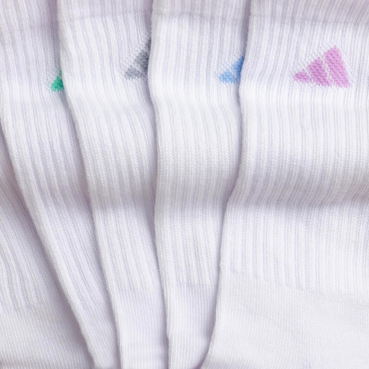 image:imageadidas Womens Athletic Cushioned Crew Socks 6 Pairs Durable amp ComfortableWhiteClear Sky BlueBliss Lilac Purple
