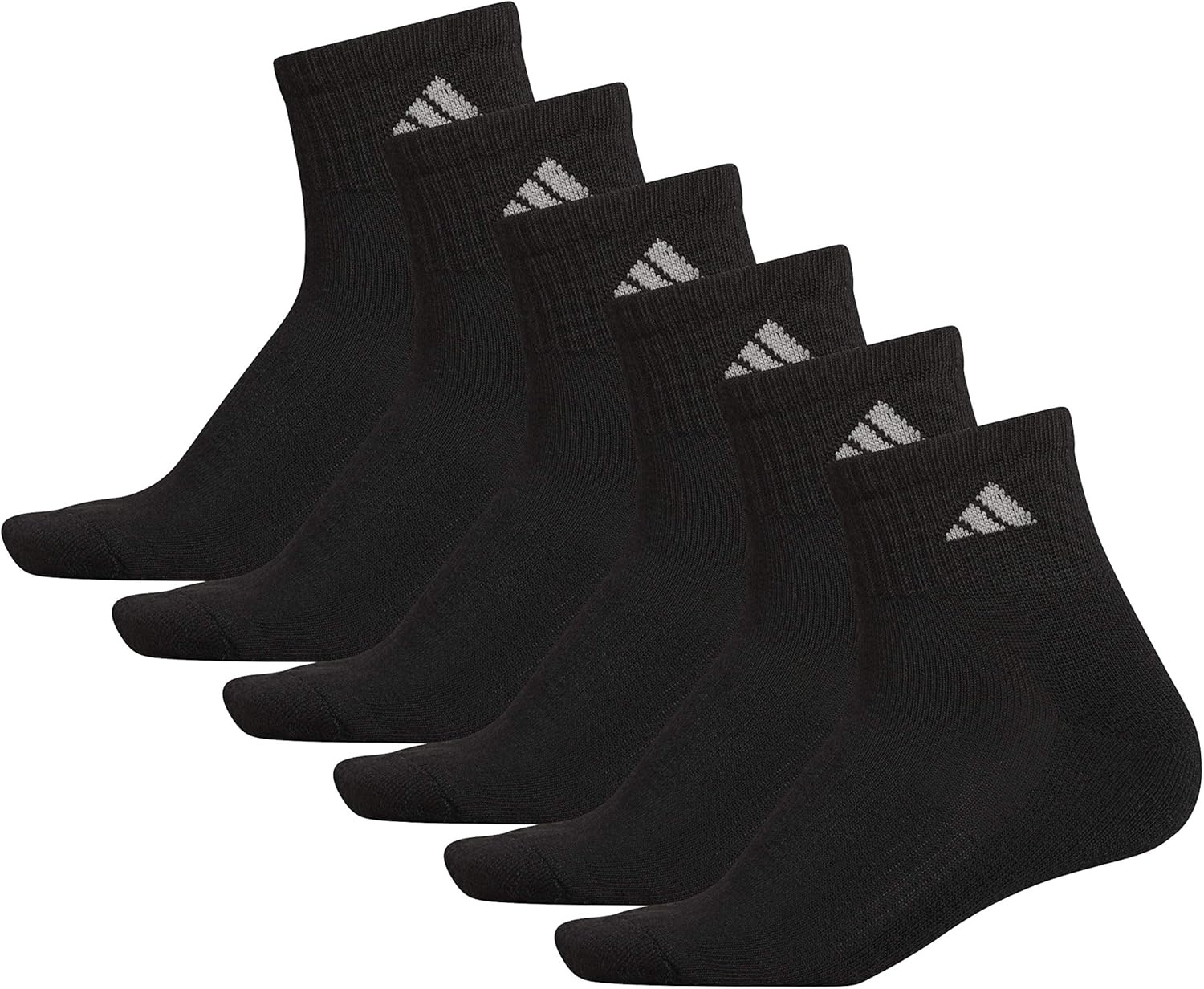 image:imageadidas Womens Athletic Cushioned Quarter Ankle Socks 6 Pairs Durable amp ComfortableBlackAluminum 2