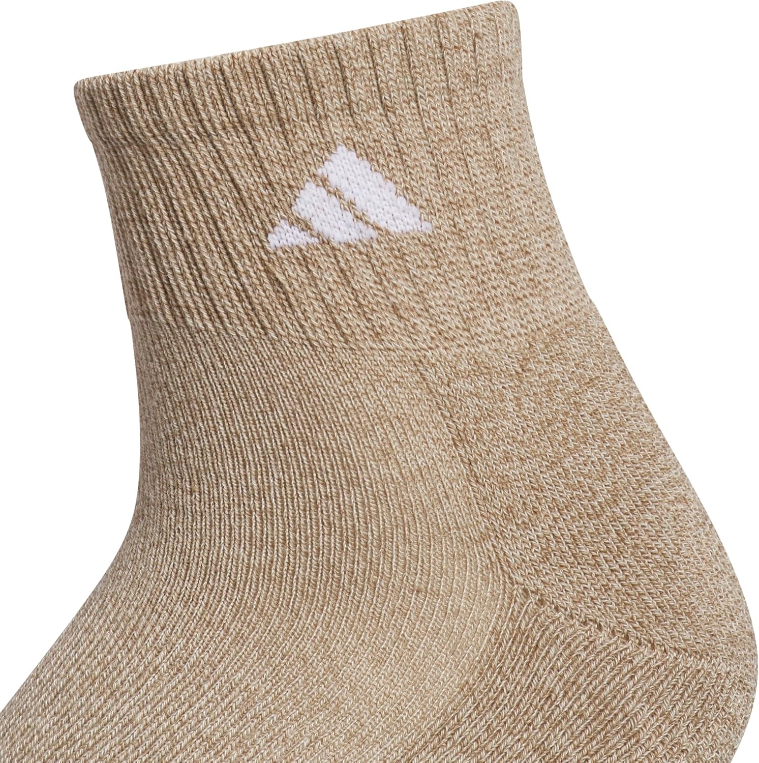 image:imageadidas Womens Athletic Cushioned Quarter Ankle Socks 6 Pairs Durable amp ComfortableKhaki ThreeWhiteCrystal Linen Beige