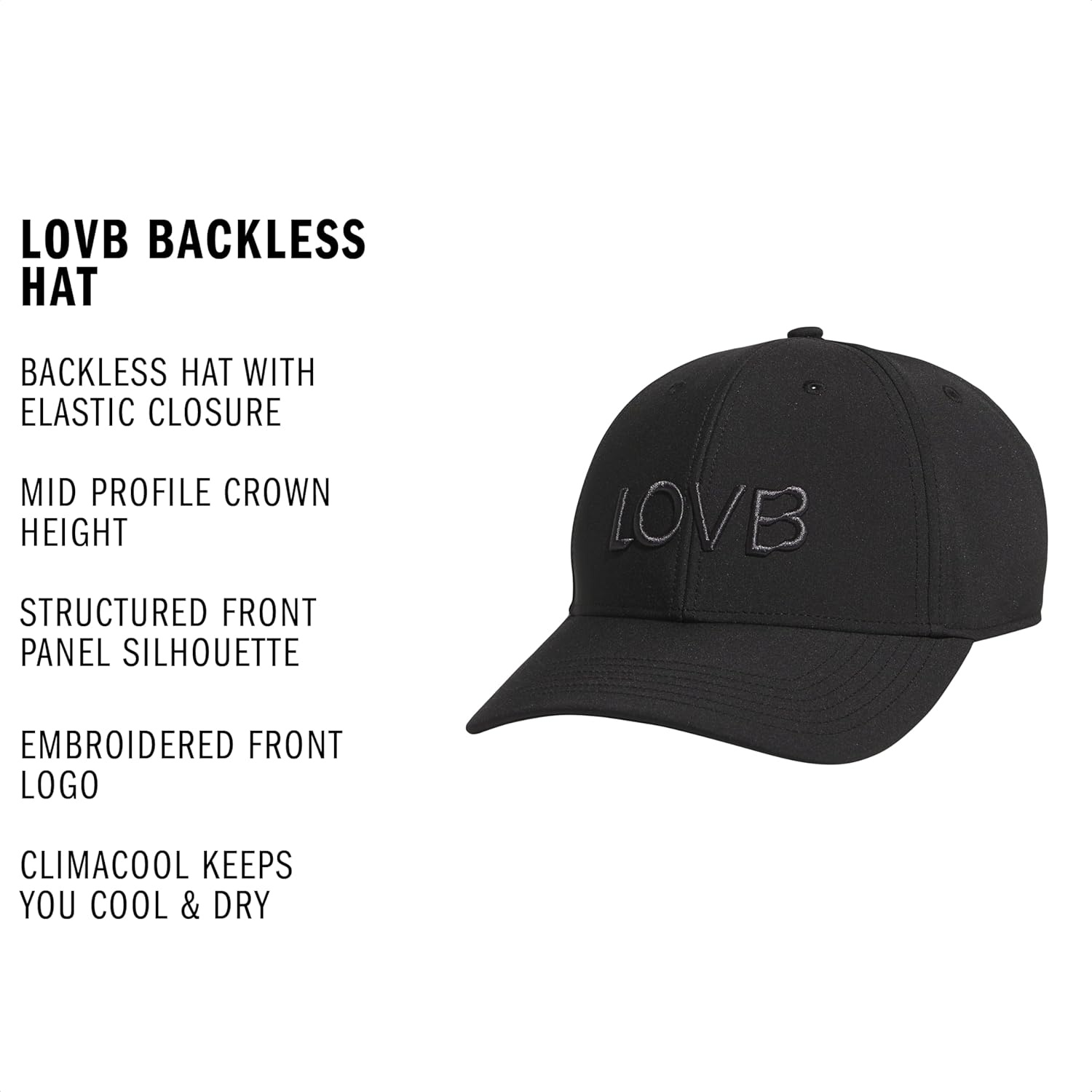 image:imageadidas Womens Backless Ponytail Hat Open Back Baseball CapBlackCarbon GreyLovb
