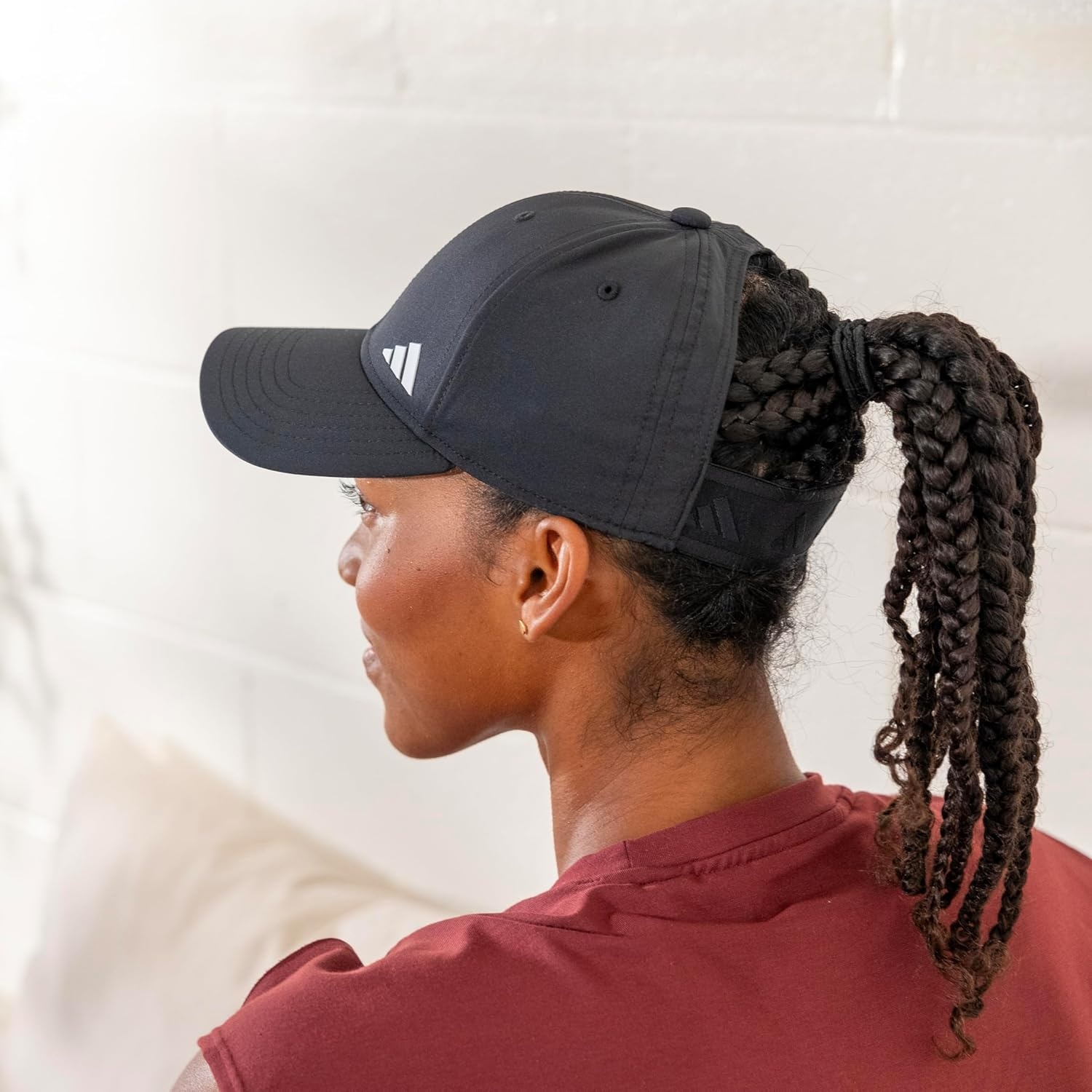 image:imageadidas Womens Backless Ponytail Hat Open Back Baseball CapBlackSilver Metallic2