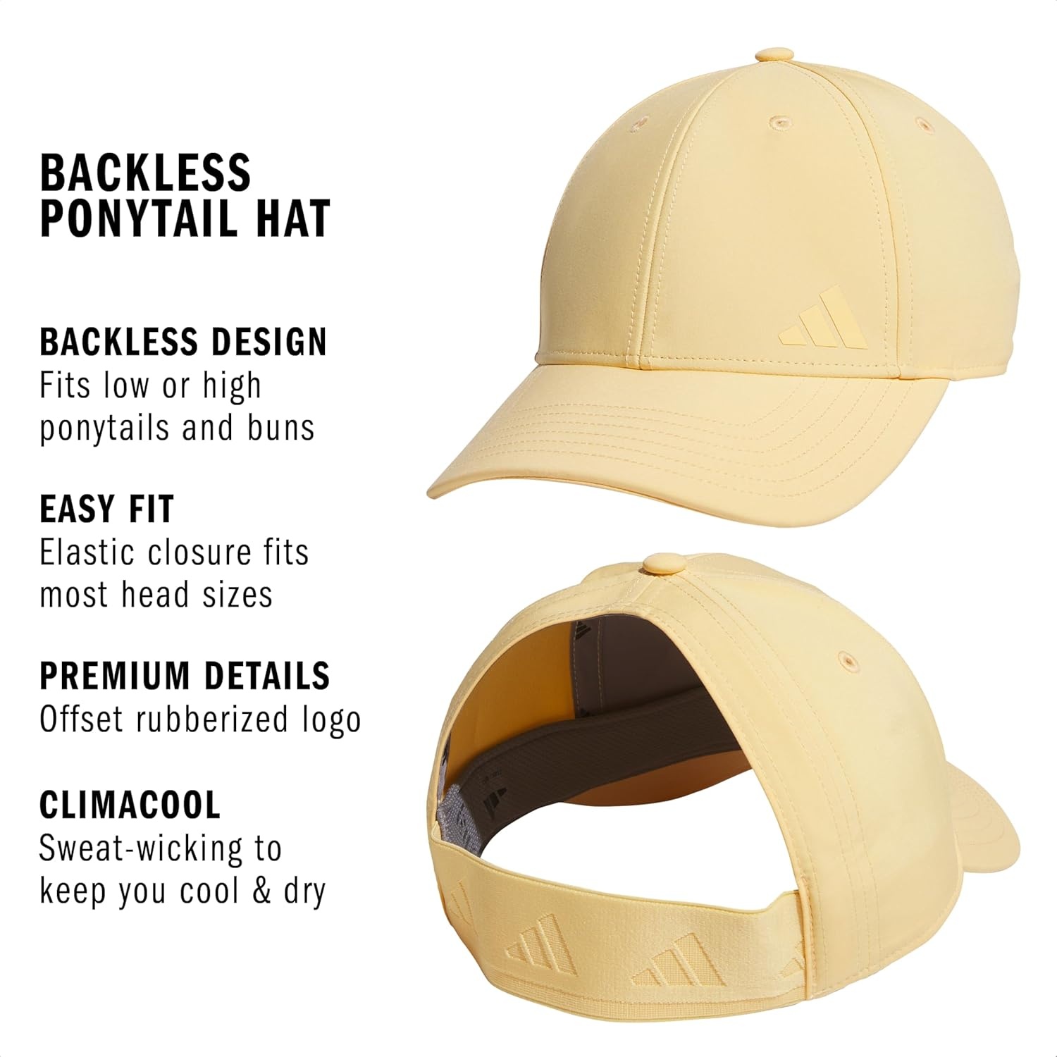 image:imageadidas Womens Backless Ponytail Hat Open Back Baseball CapSemi Ice Tangerine Orange3