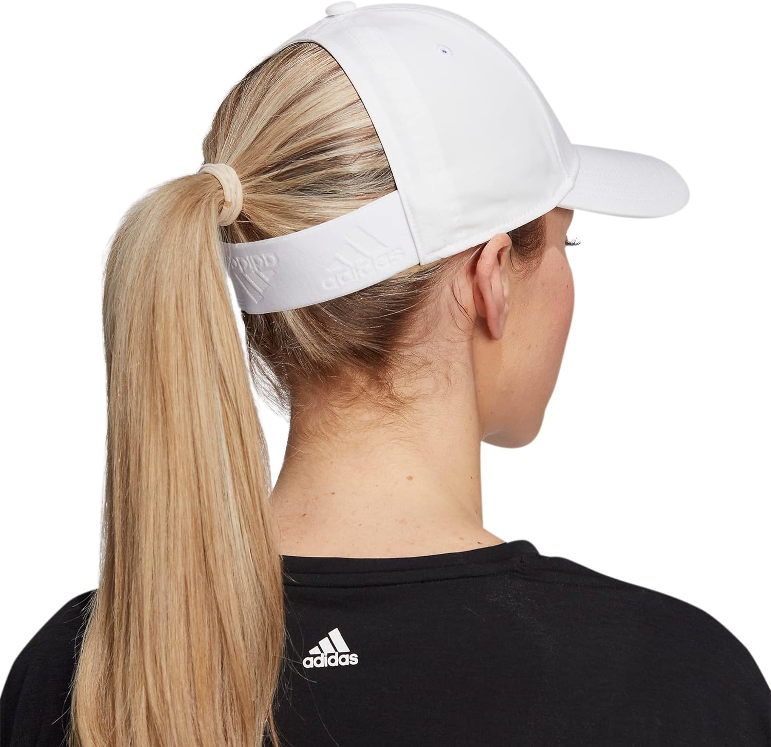 image:imageadidas Womens Backless Ponytail Hat Open Back Baseball CapWhiteBlack1