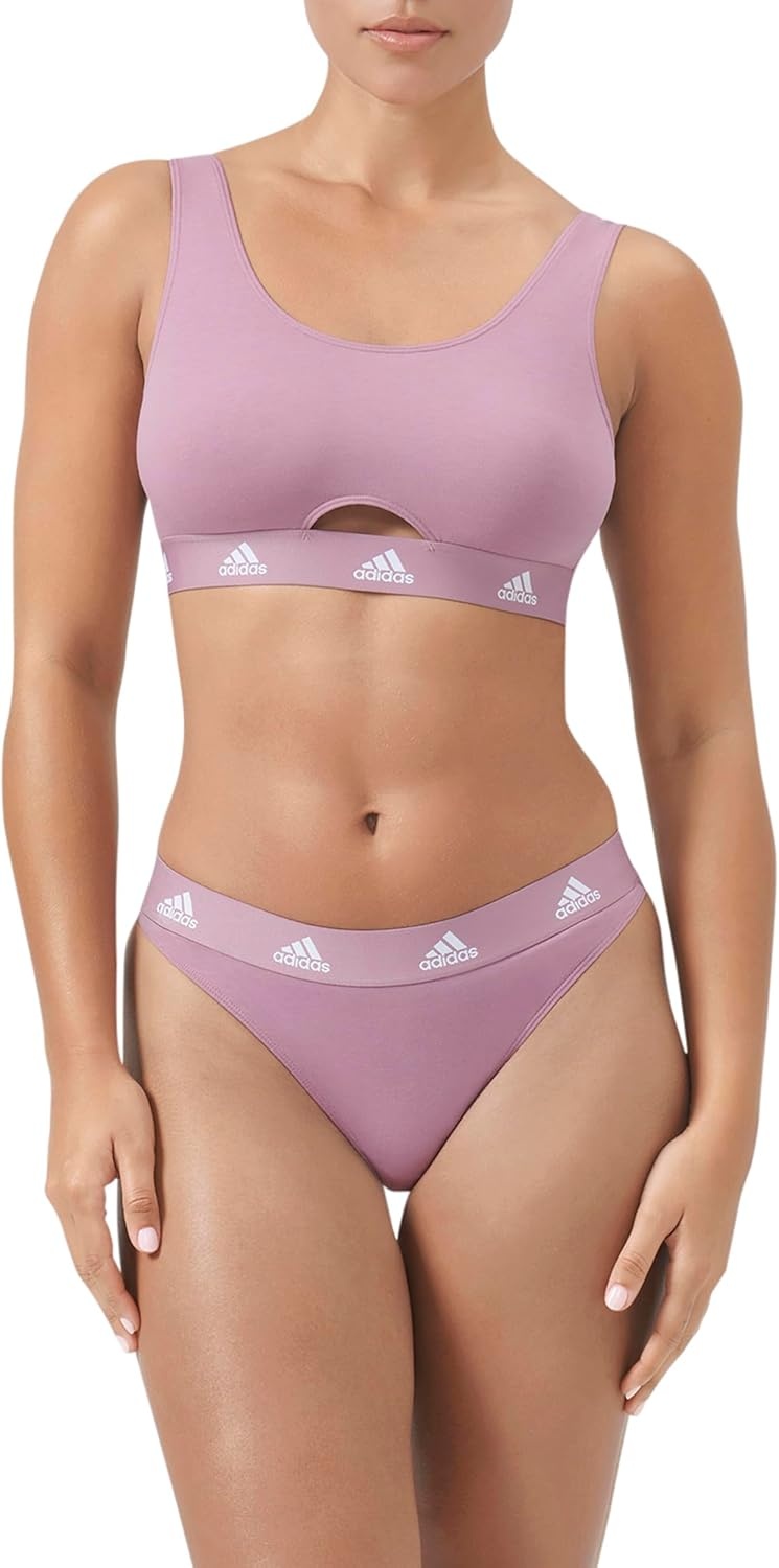 image:imageadidas Womens Cotton Logo Scoop BraletteWonder Orchid