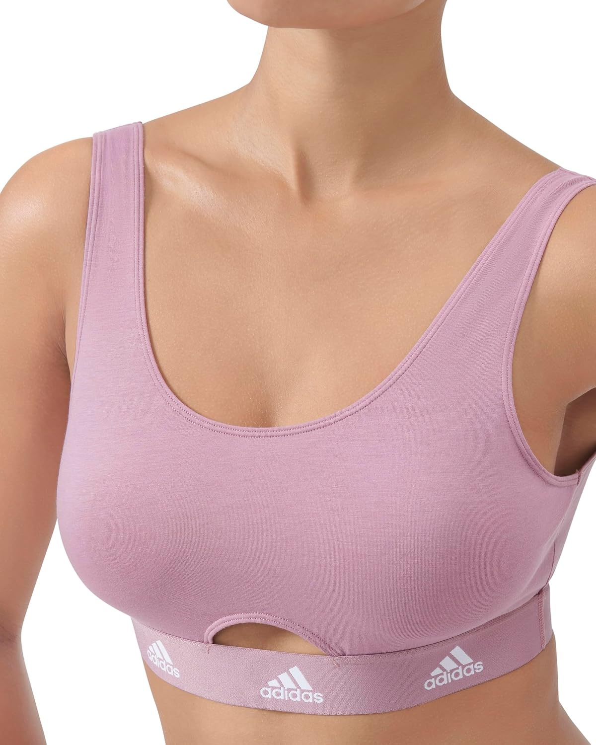 image:imageadidas Womens Cotton Logo Scoop BraletteWonder Orchid