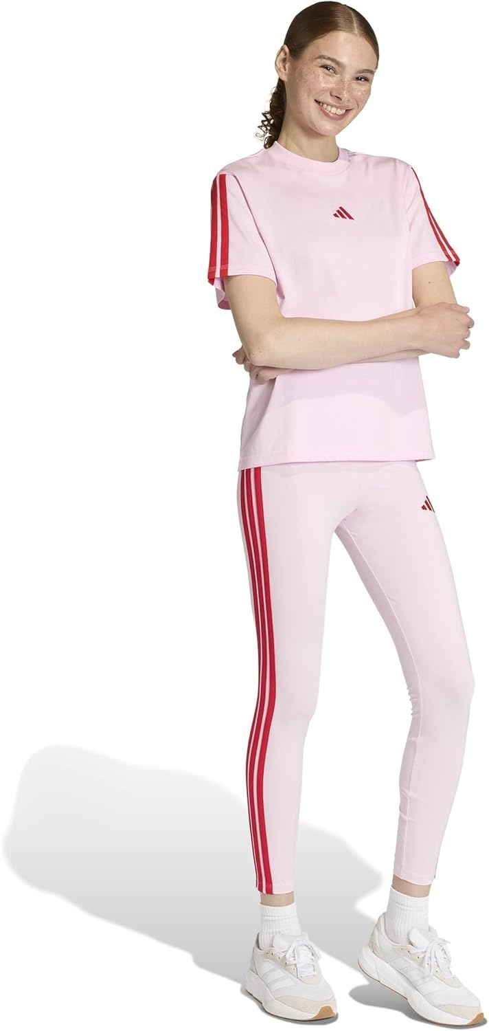 image:imageadidas Womens Essentials 3Stripes Cotton LeggingsClear PinkPure Ruby