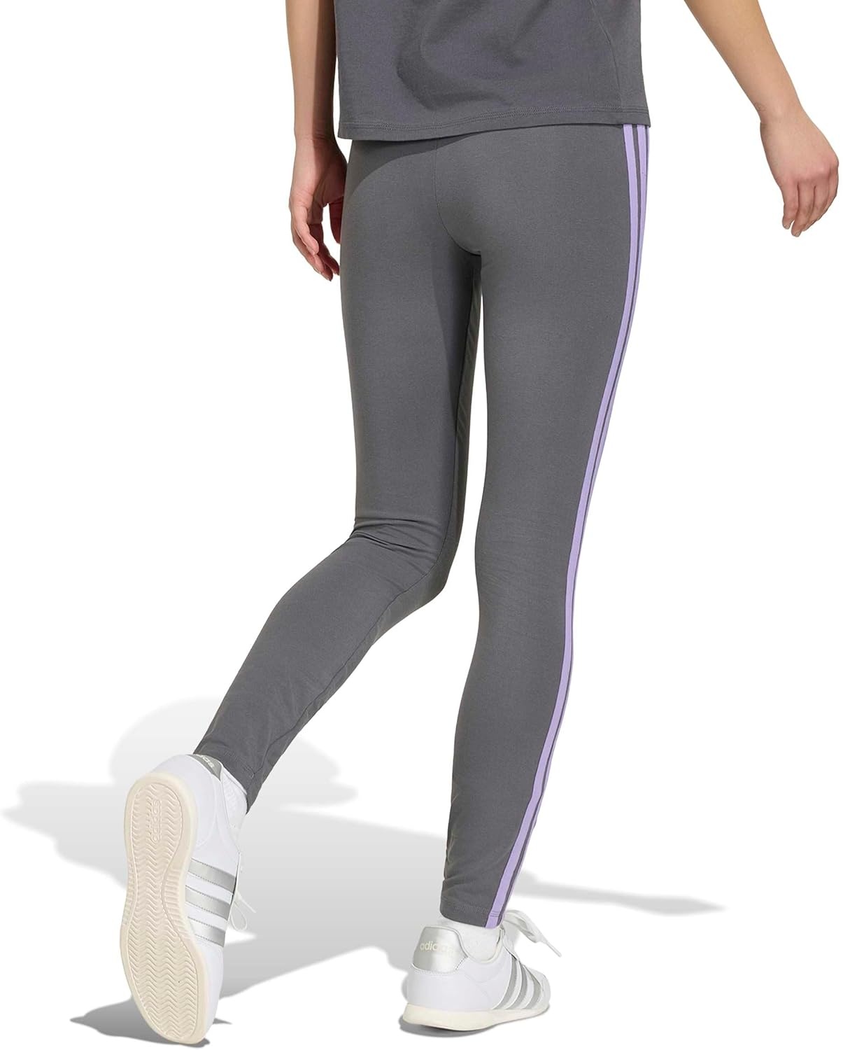 image:imageadidas Womens Essentials 3Stripes Cotton LeggingsGreyMagic Lilac