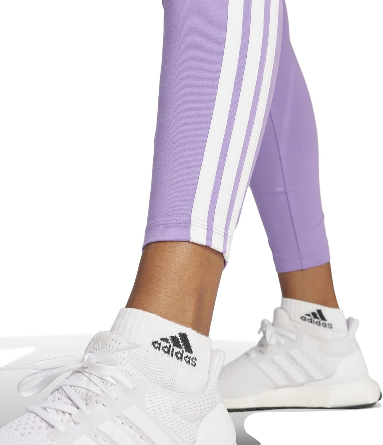 image:imageadidas Womens Essentials 3Stripes Cotton LeggingsViolet FusionWhite