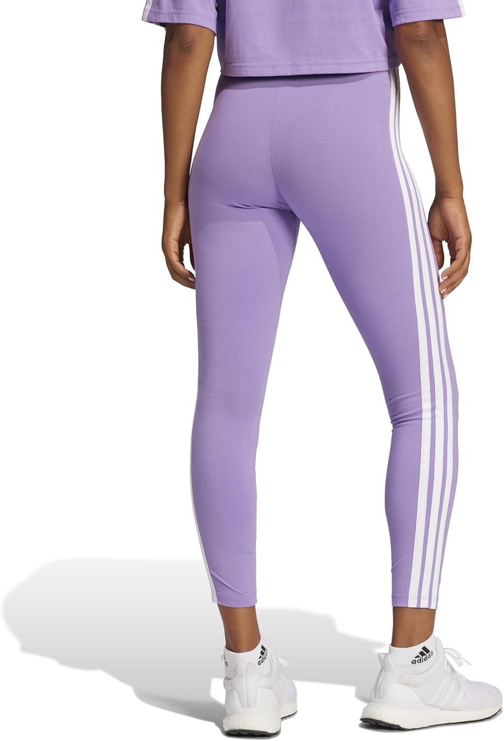 image:imageadidas Womens Essentials 3Stripes Cotton LeggingsViolet FusionWhite