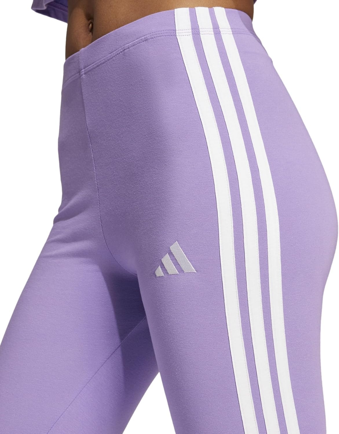 image:imageadidas Womens Essentials 3Stripes Cotton LeggingsViolet FusionWhite