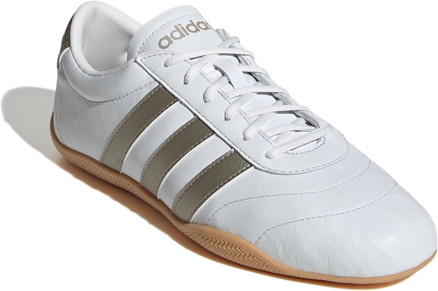 image:imageadidas Womens Grand Court Lo SneakersCrystal WhiteCyber MetallicGum