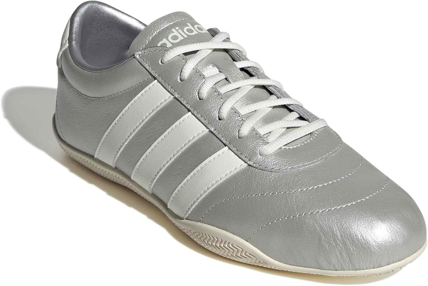 image:imageadidas Womens Grand Court Lo SneakersSilver MetallicOff WhiteWhite